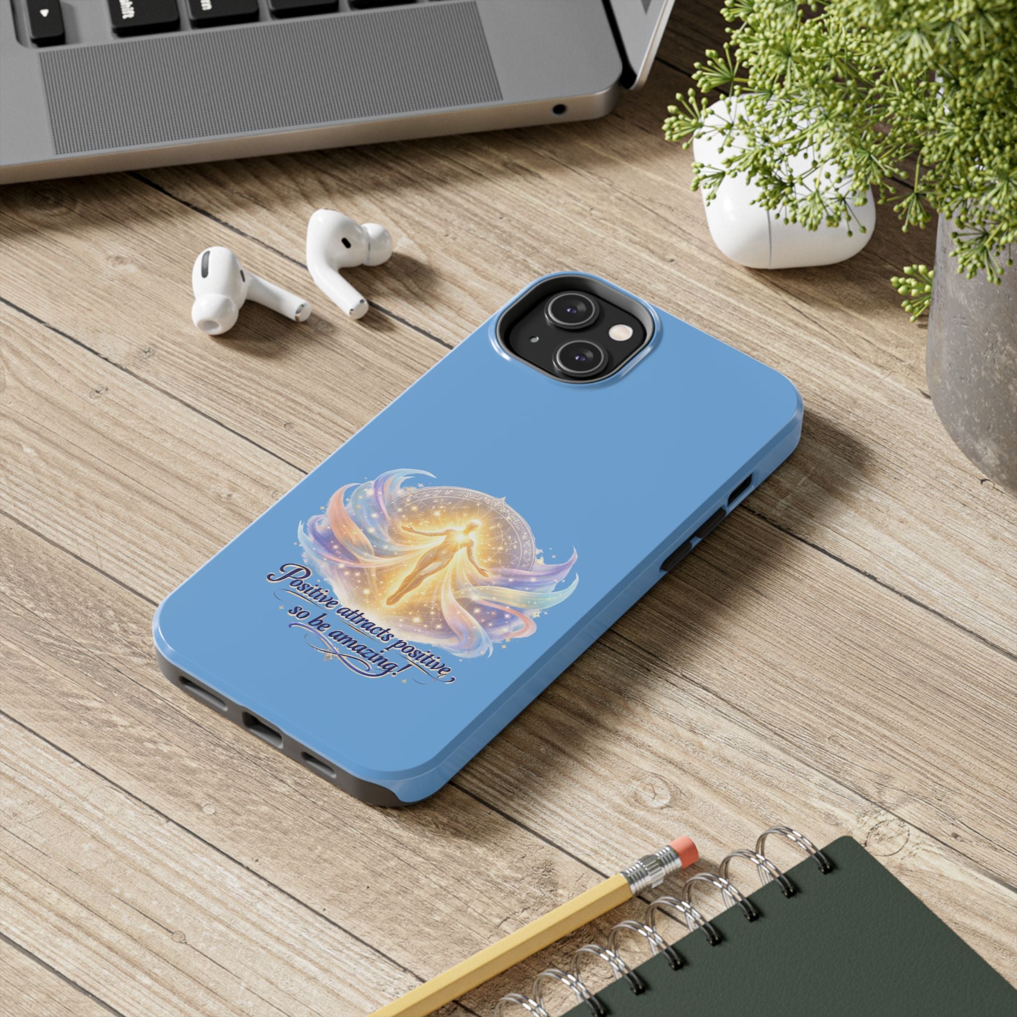 Positive Attracts Positive angel artwork Phone Case | inspirational spiritual design