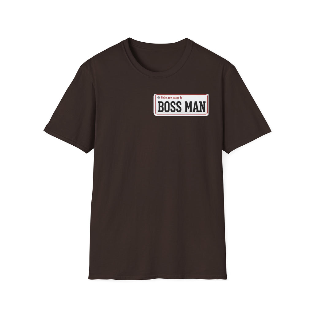 Boss Man name badge T-Shirt | Minimal Badge Graphic Tee