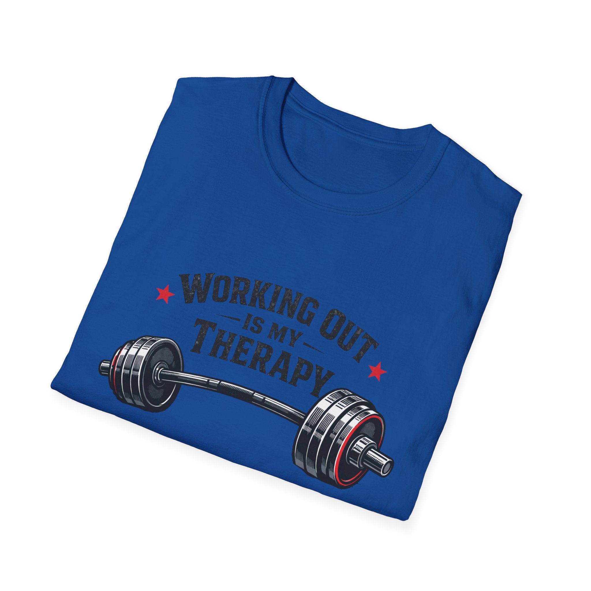 Working Out Is My Therapy T-Shirt — Barbell Fitness Gym Tee