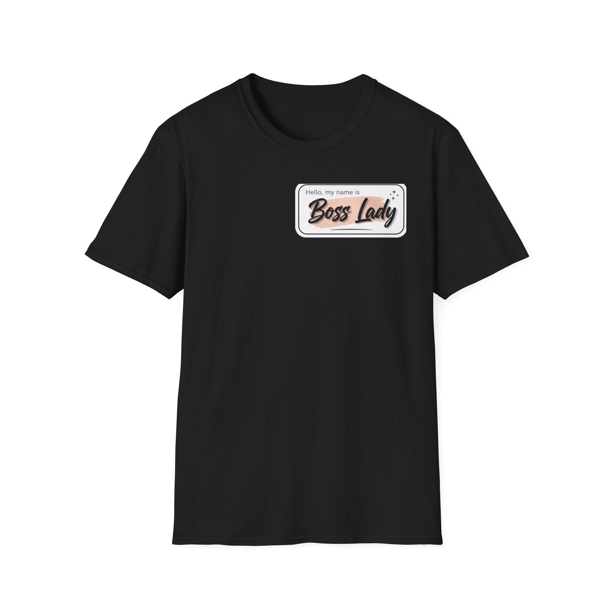 Boss Lady name tag T-Shirt | Feminine script badge design