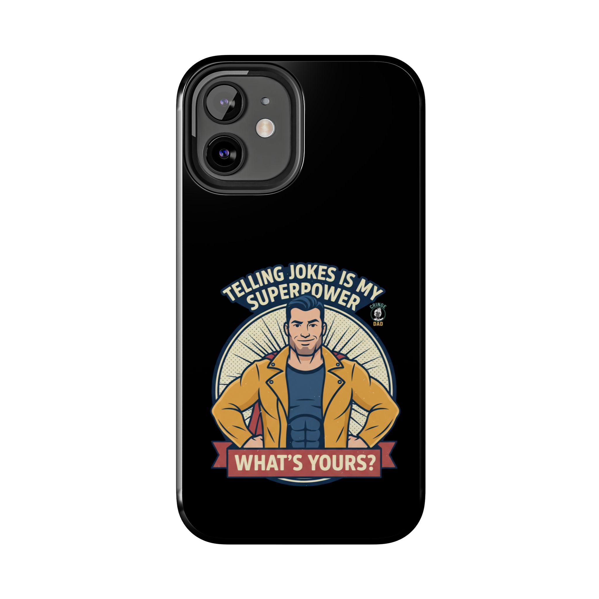Telling Jokes Is My Superpower Phone Case | Humorous Man Illustration