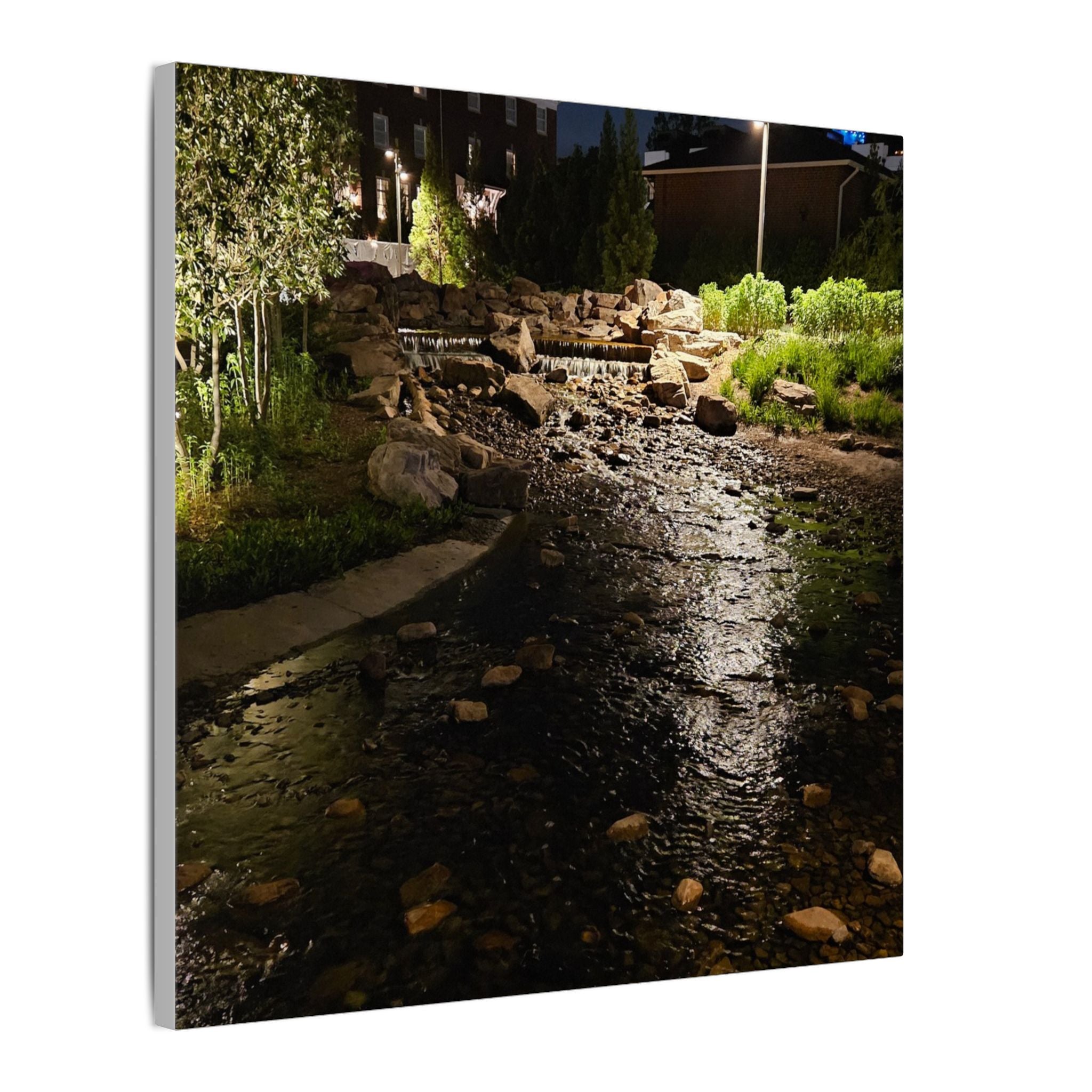 Nighttime Waterfall Landscape Canvas | Matte Stretched Wall Art