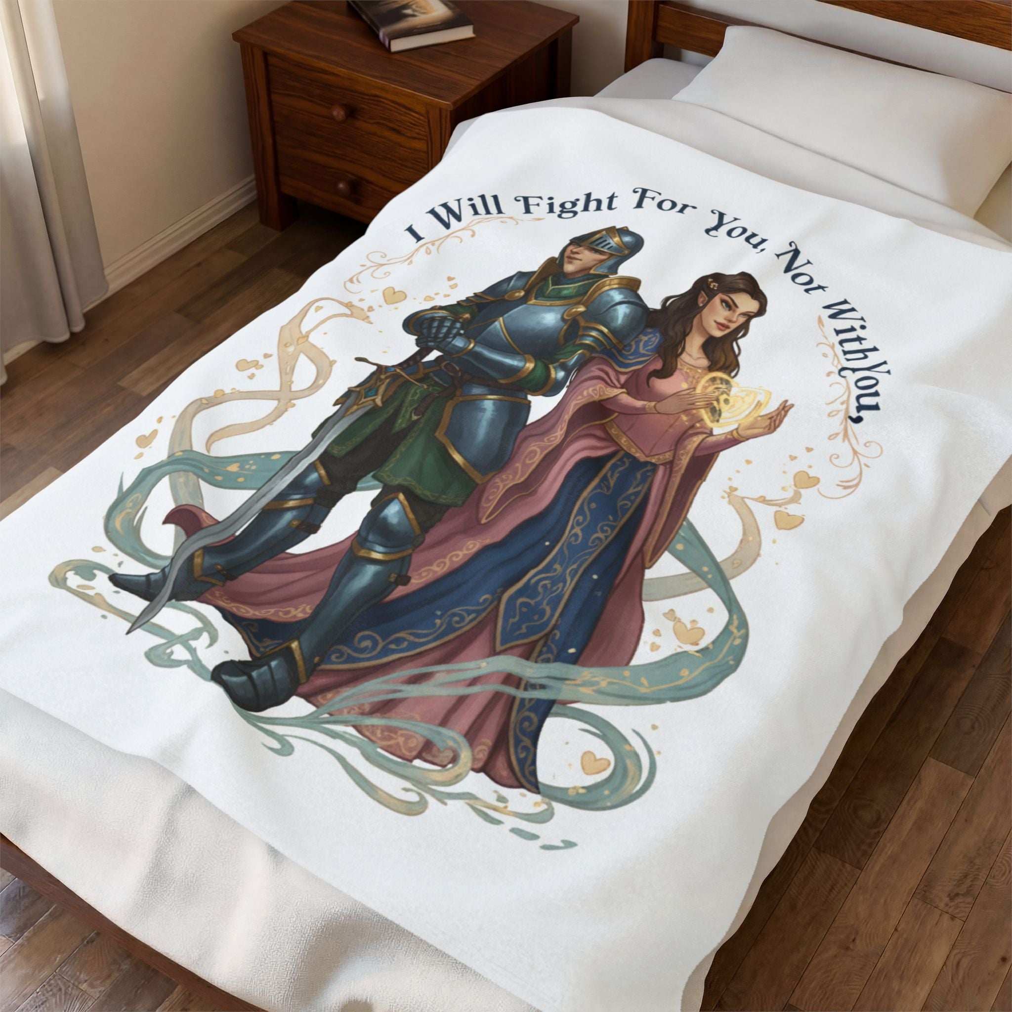 I Will Fight For You Not With You Blanket | Knight and Princess Illustration