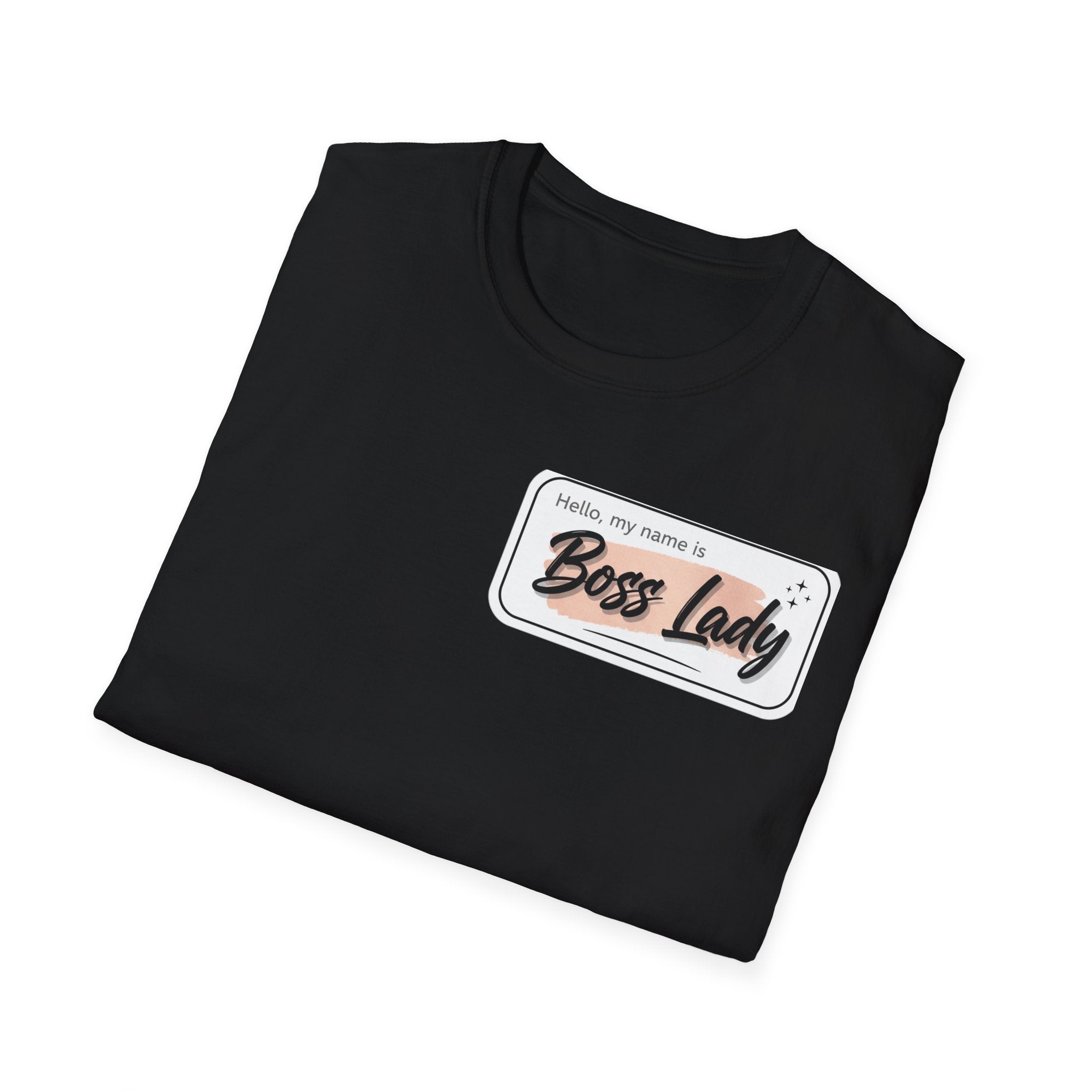 Boss Lady name tag T-Shirt | Feminine script badge design