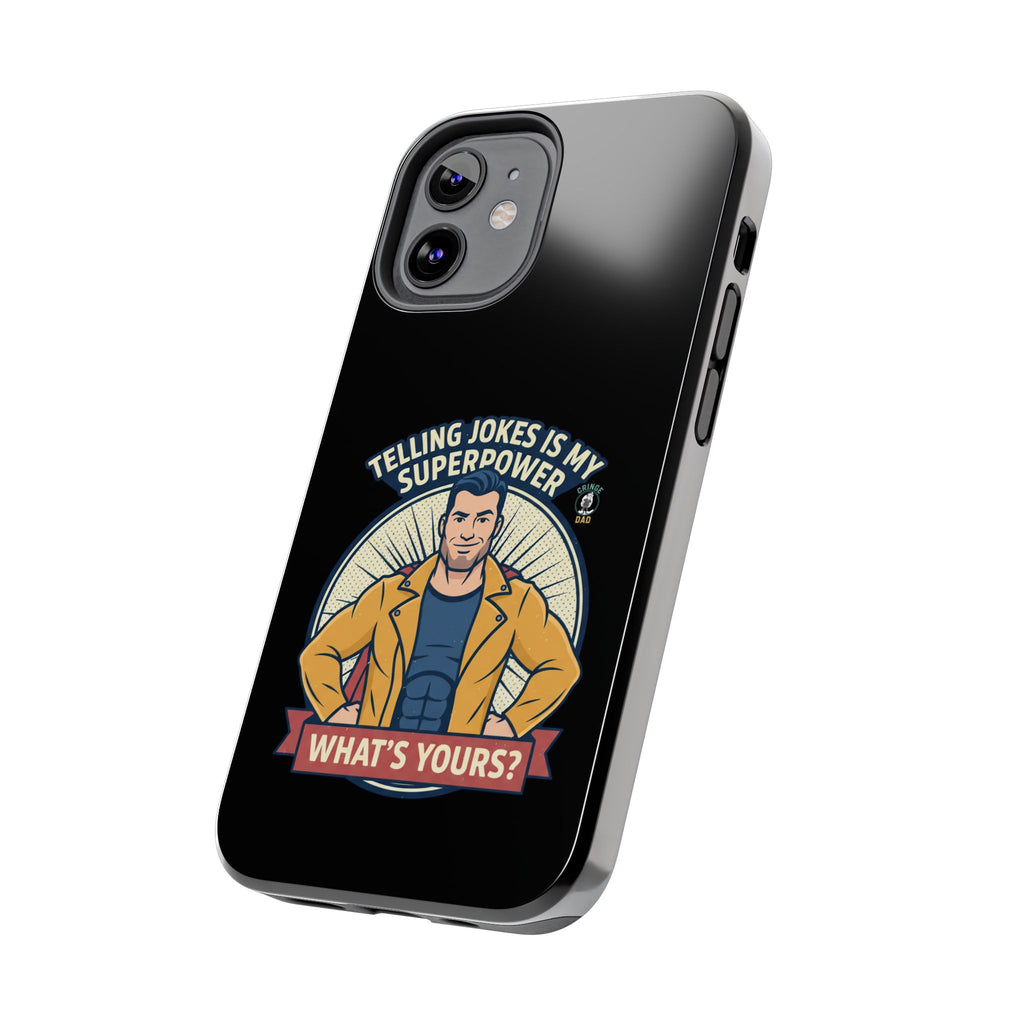 Telling Jokes Is My Superpower Phone Case | Humorous Man Illustration