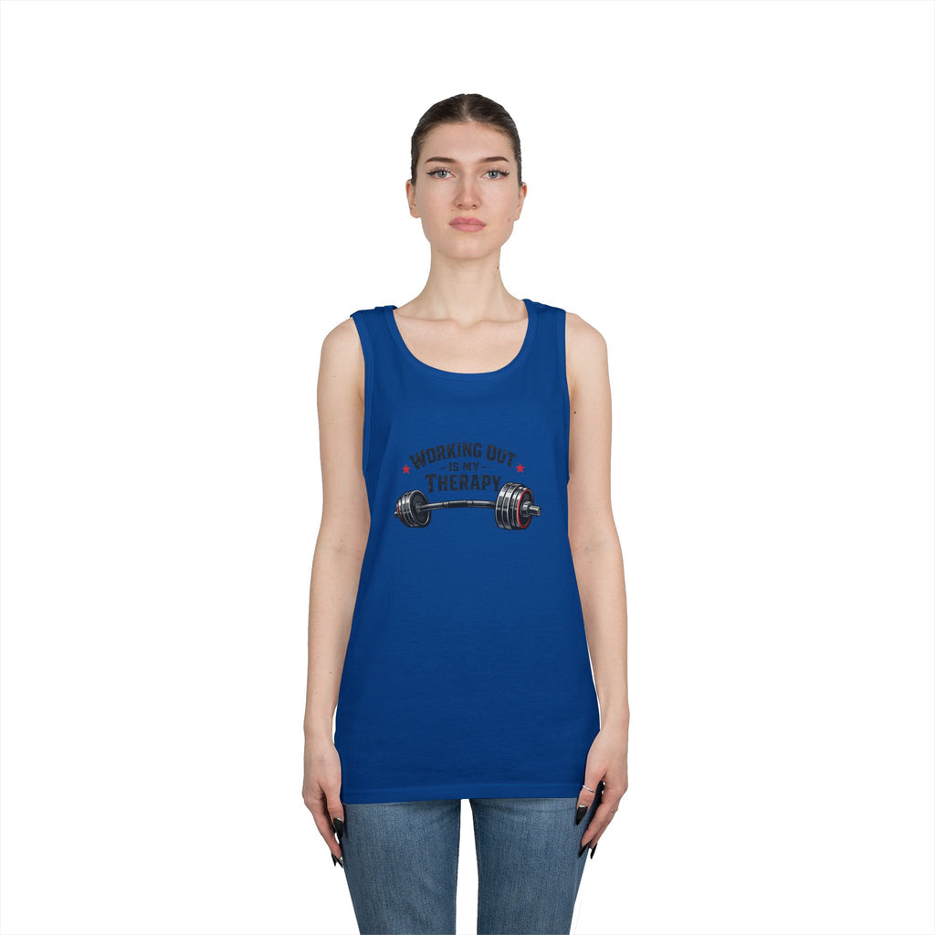 Working Out Is My Therapy Tank Top | Barbell Fitness Workout Tee