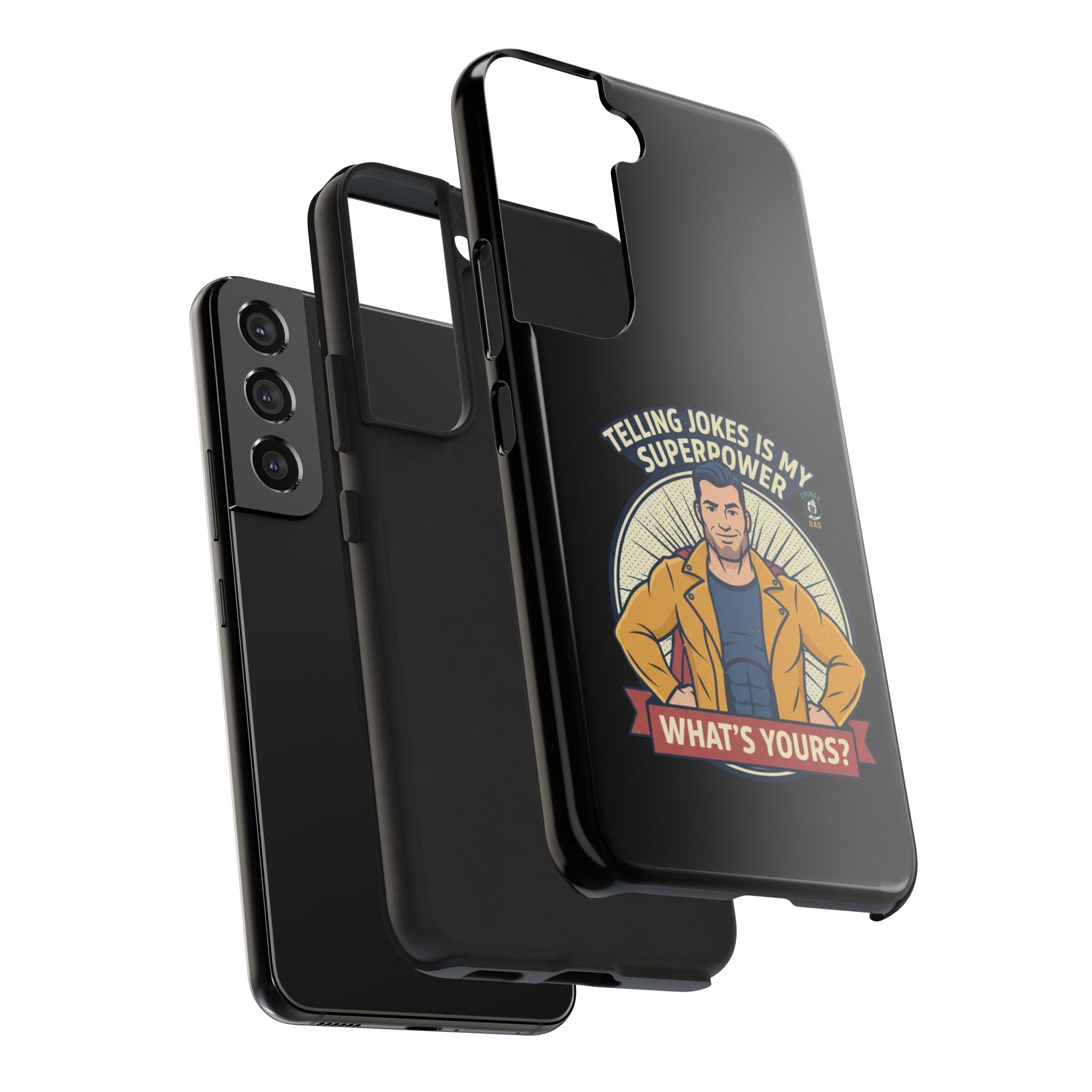 Telling Jokes Is My Superpower Phone Case | Humorous Man Illustration