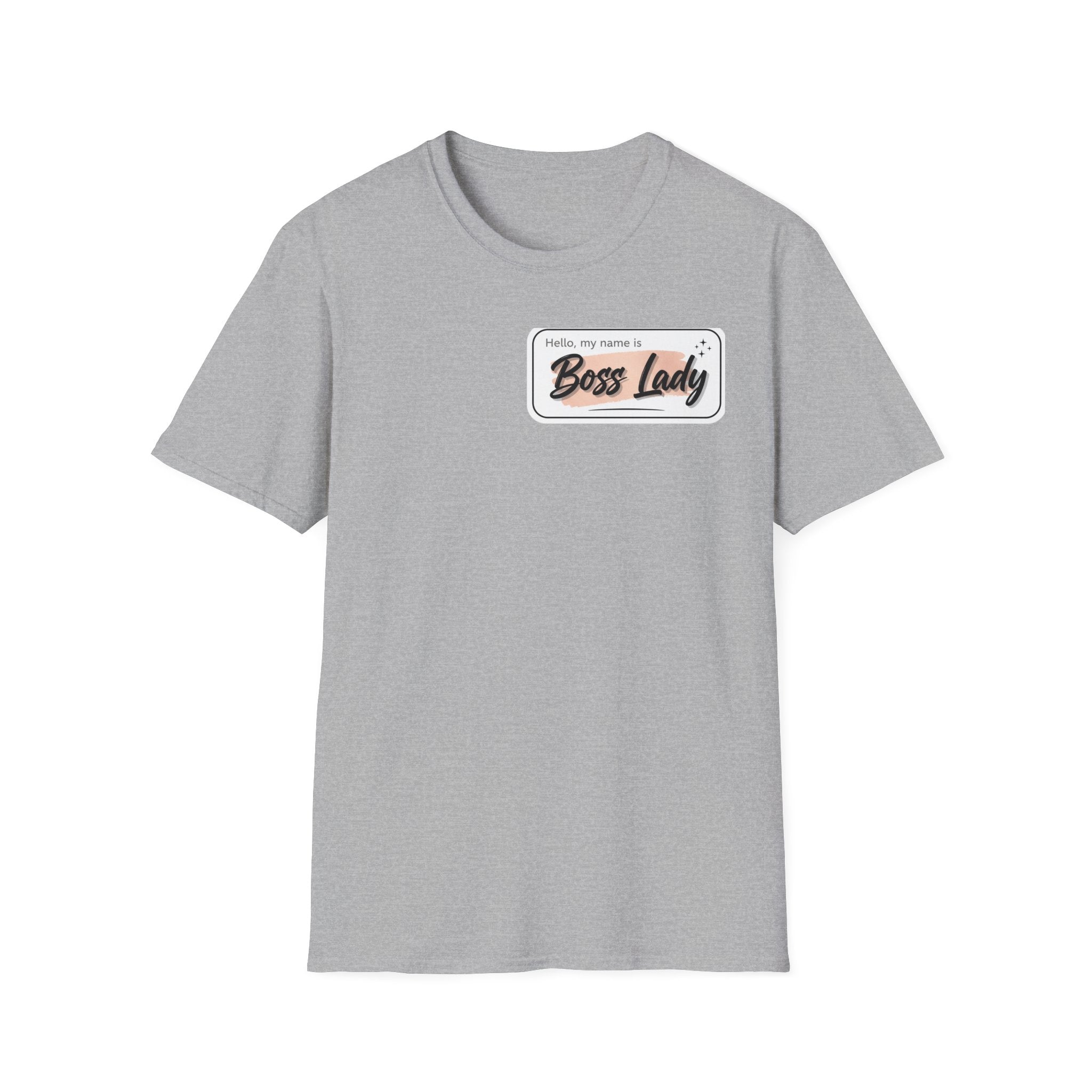 Boss Lady name tag T-Shirt | Feminine script badge design