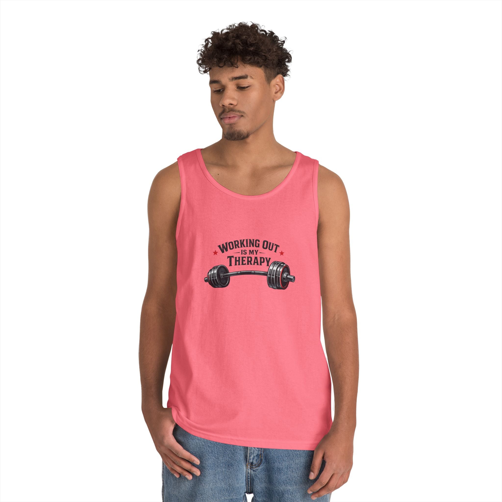 Working Out Is My Therapy Tank Top | Barbell Fitness Workout Tee