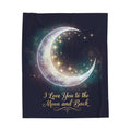 I Love You to the Moon and Back Velveteen Blanket | Crescent Moon Stars Throw