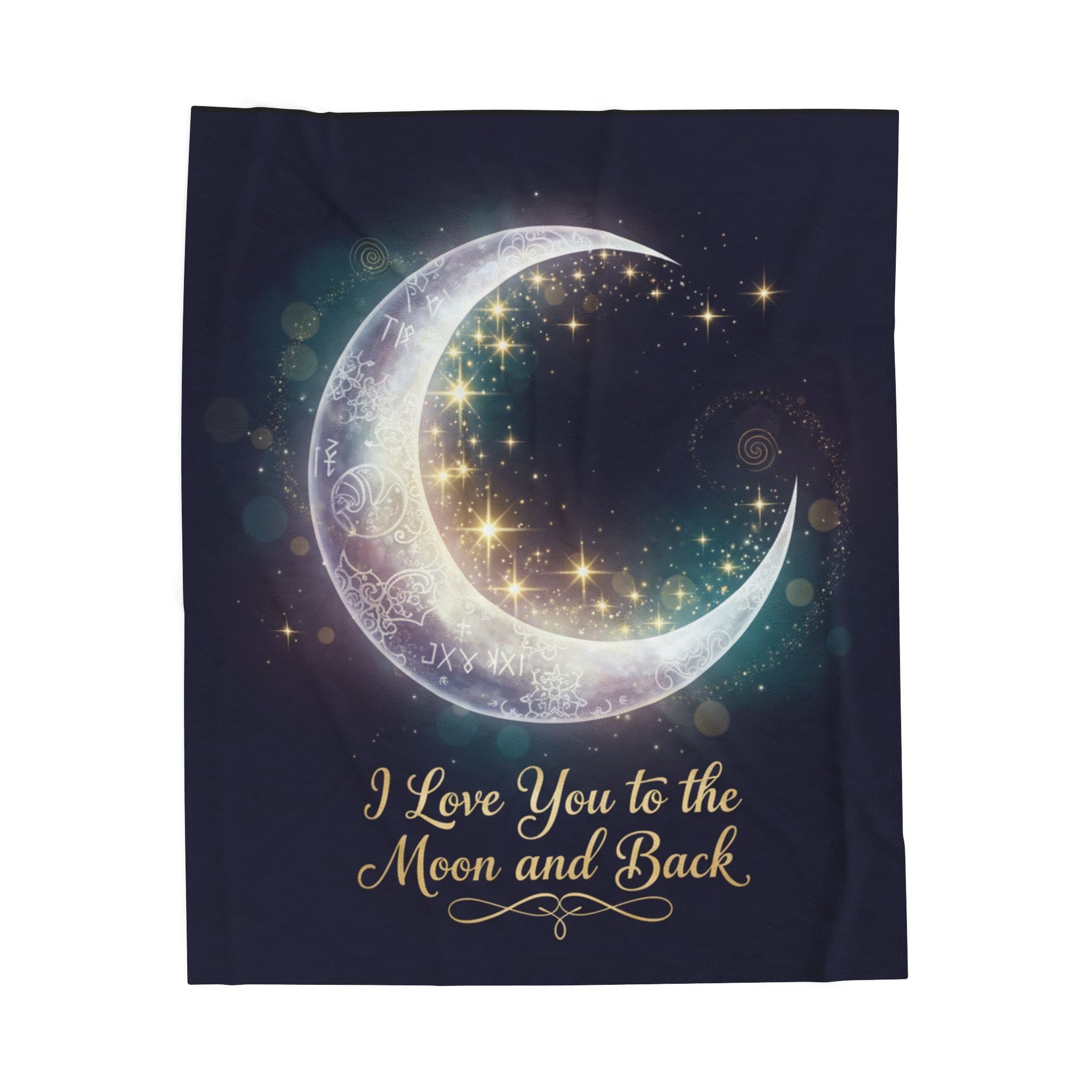 I Love You to the Moon and Back Velveteen Blanket | Crescent Moon Stars Throw
