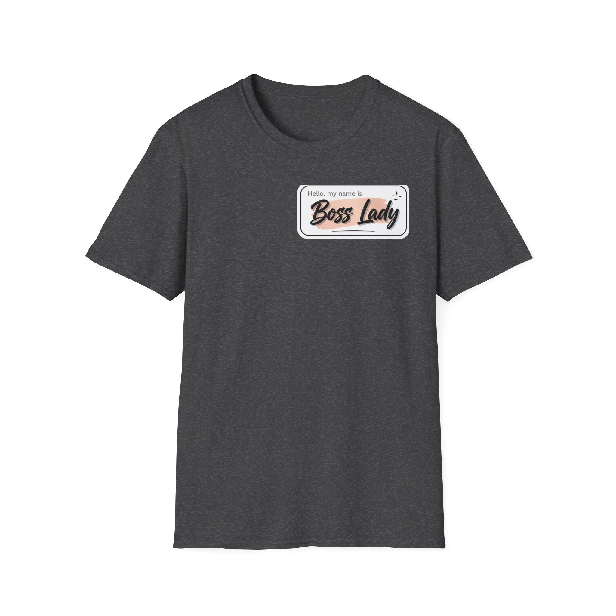 Boss Lady name tag T-Shirt | Feminine script badge design
