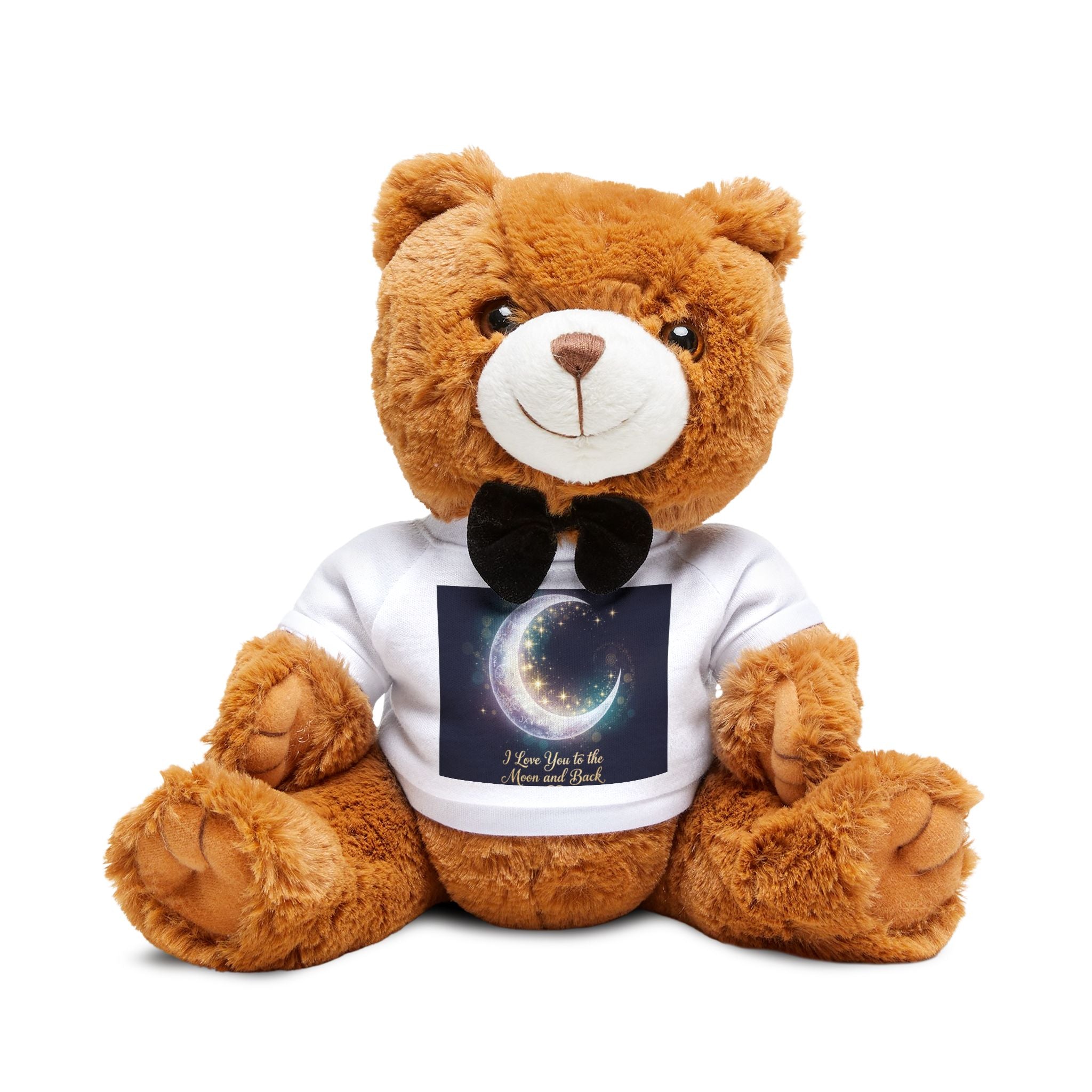 I Love You To The Moon and Back Brown Plush Teddy Bear with Printed T‑Shirt – Cute Moon Design Gift