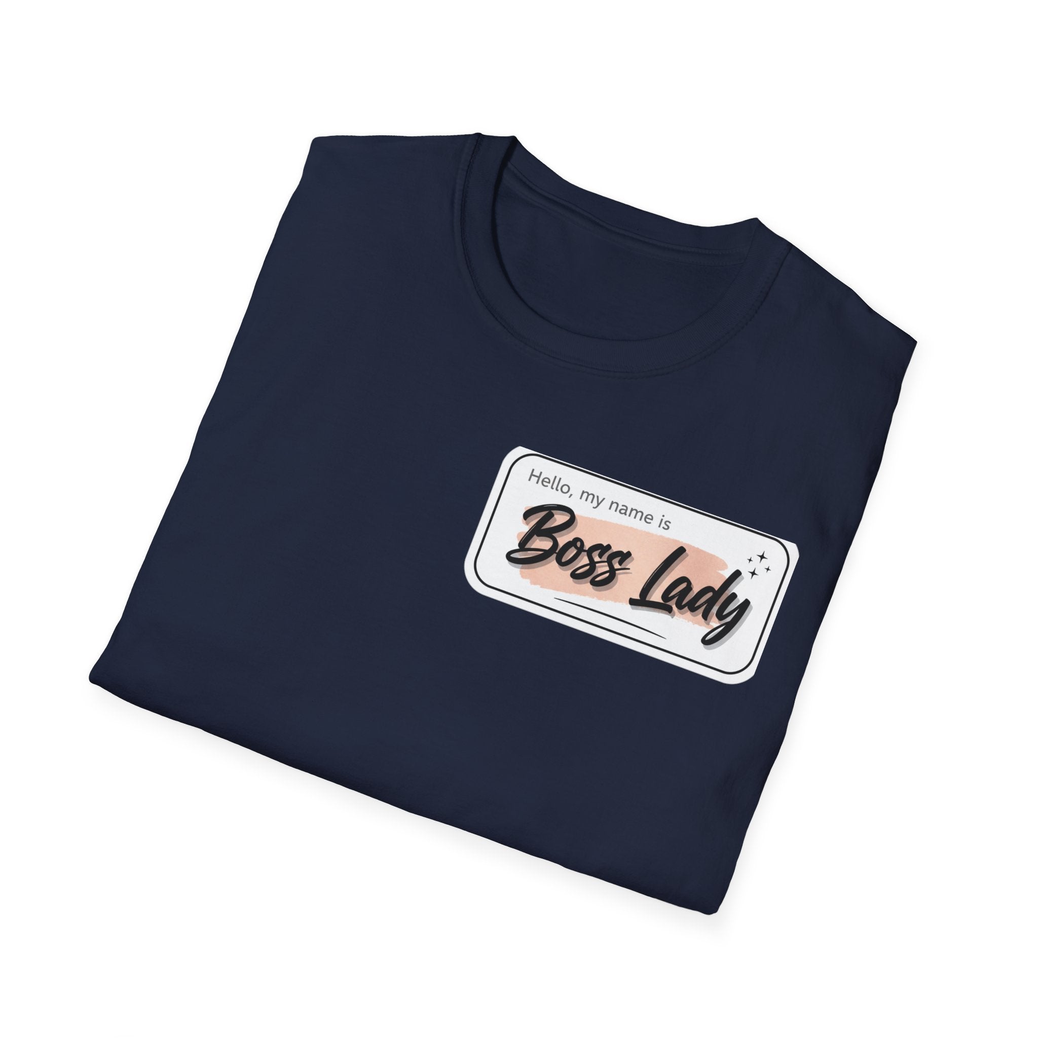 Boss Lady name tag T-Shirt | Feminine script badge design