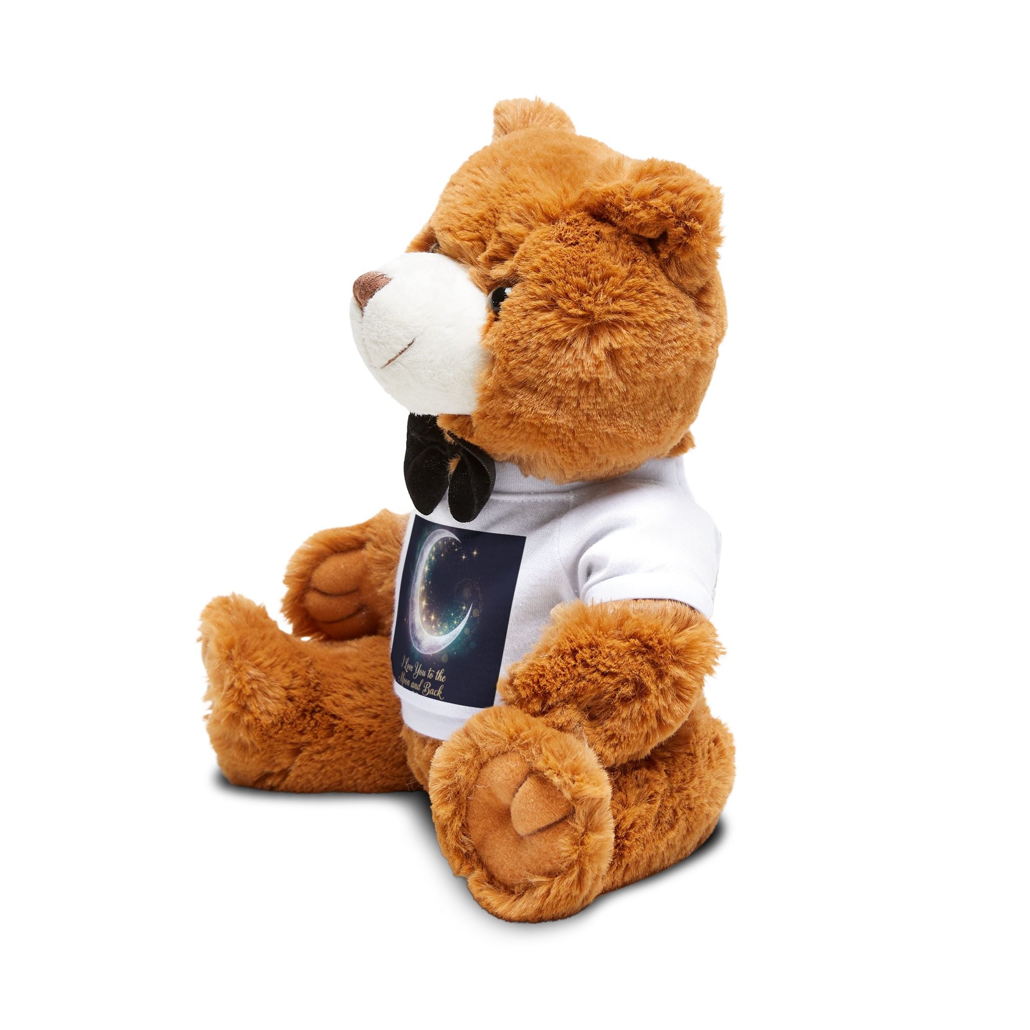 I Love You To The Moon and Back Brown Plush Teddy Bear with Printed T‑Shirt – Cute Moon Design Gift