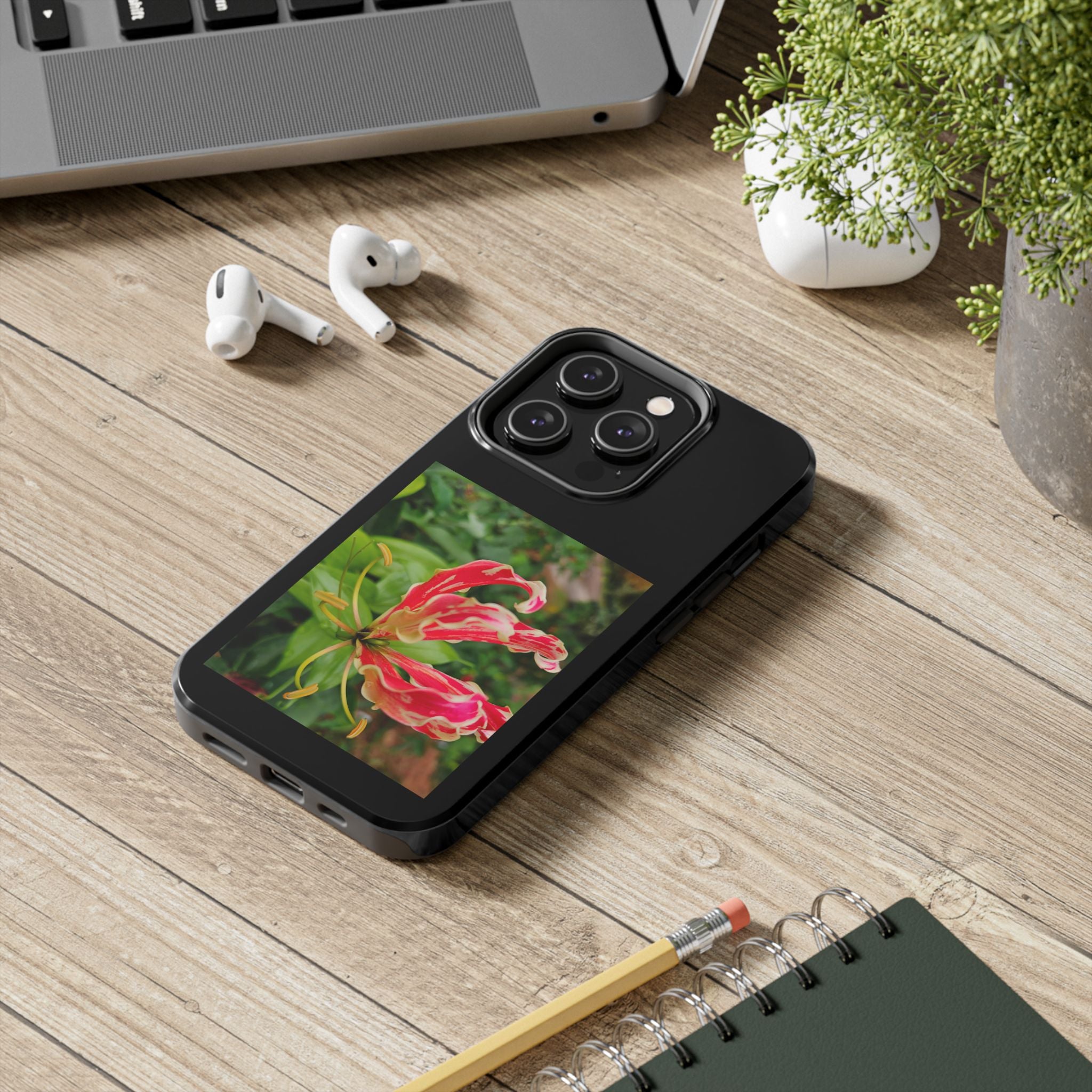 Gloriosa Lily Tough Phone Case | Red Tropical Flower Phone Case