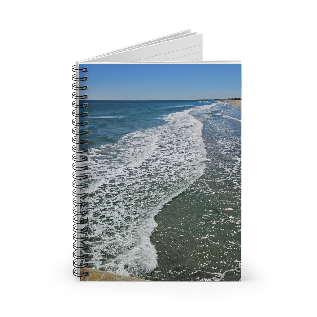 Ocean Waves Spiral Notebook — Beach Photo Ruled Journal for Travel, School & Reflection