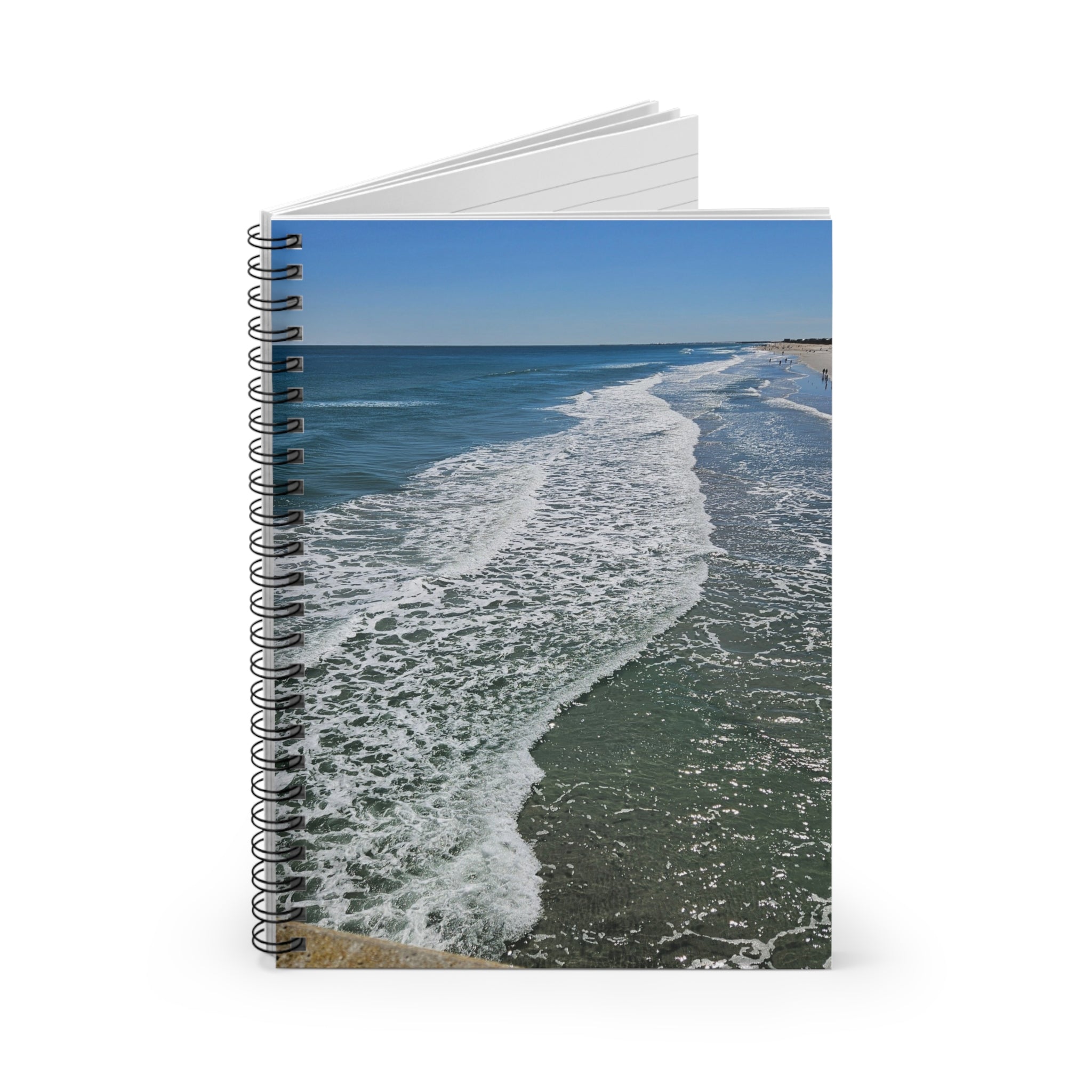 Ocean Waves Spiral Notebook — Beach Photo Ruled Journal for Travel, School & Reflection