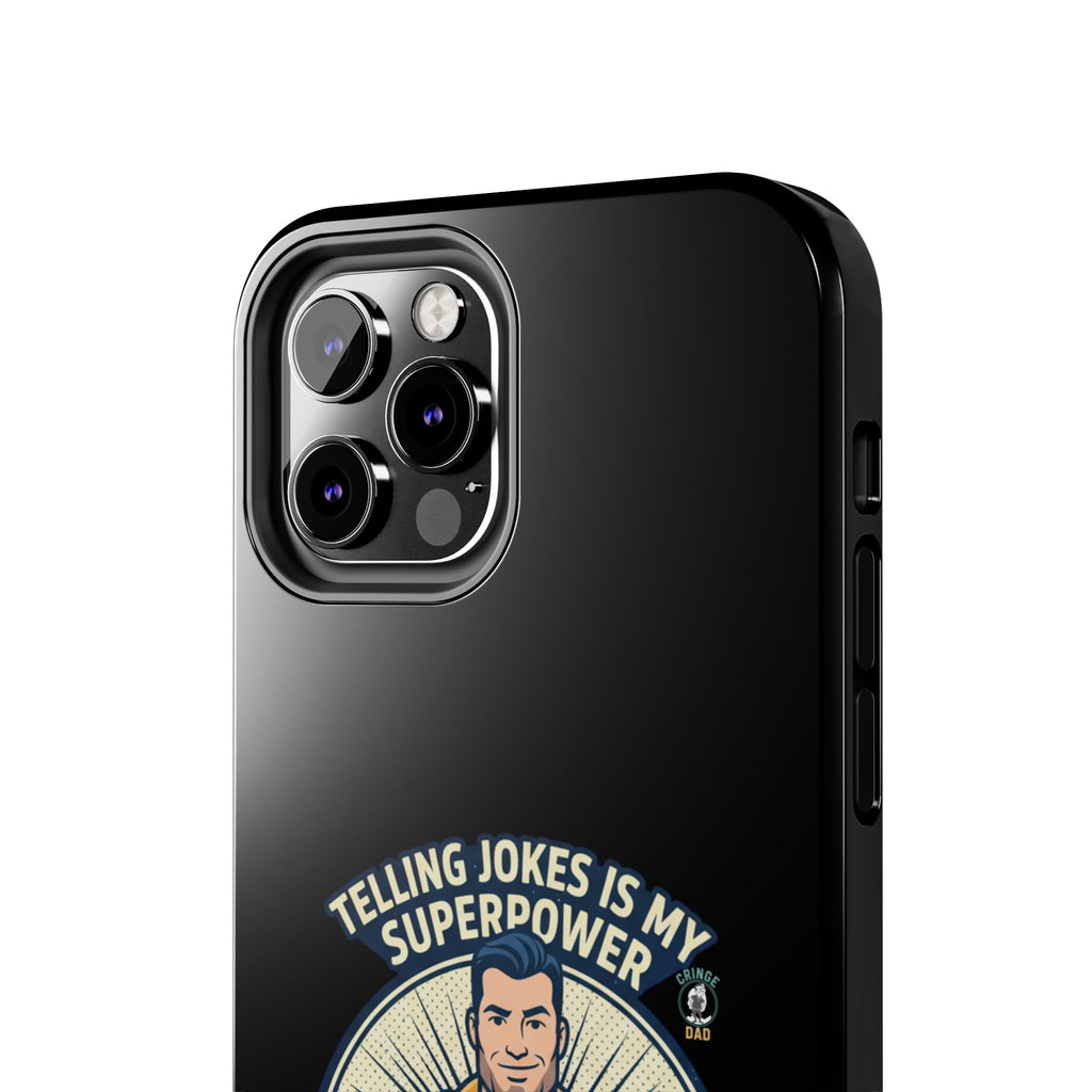 Telling Jokes Is My Superpower Phone Case | Humorous Man Illustration
