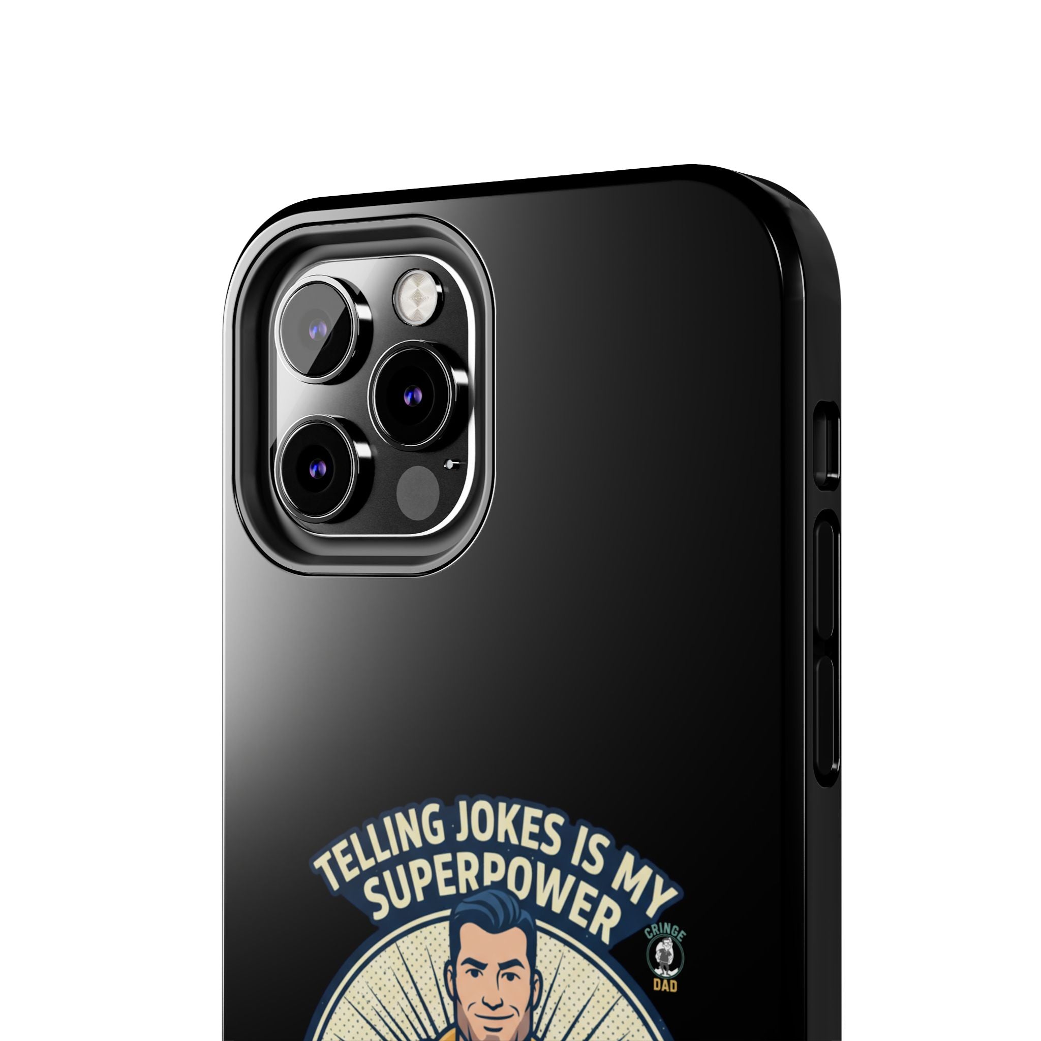 Telling Jokes Is My Superpower Phone Case | Humorous Man Illustration