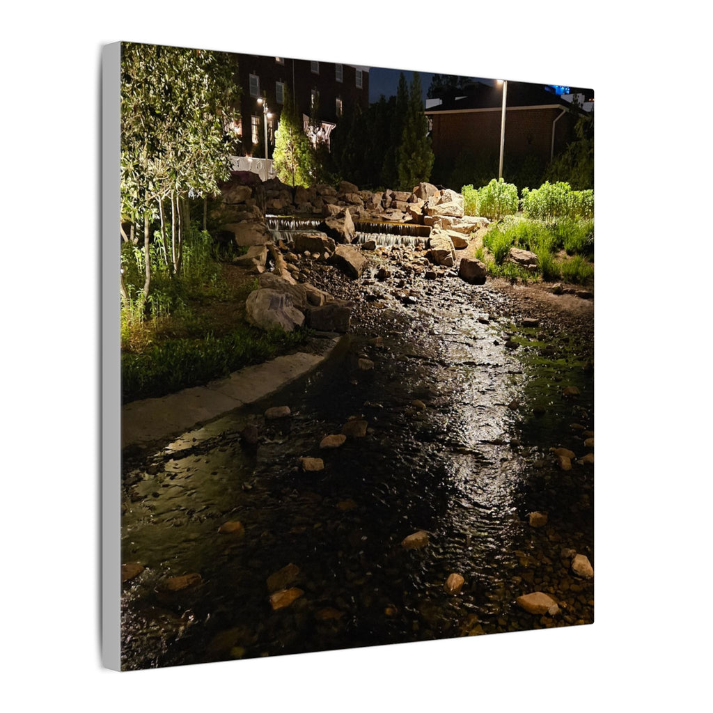 Nighttime Waterfall Landscape Canvas | Matte Stretched Wall Art
