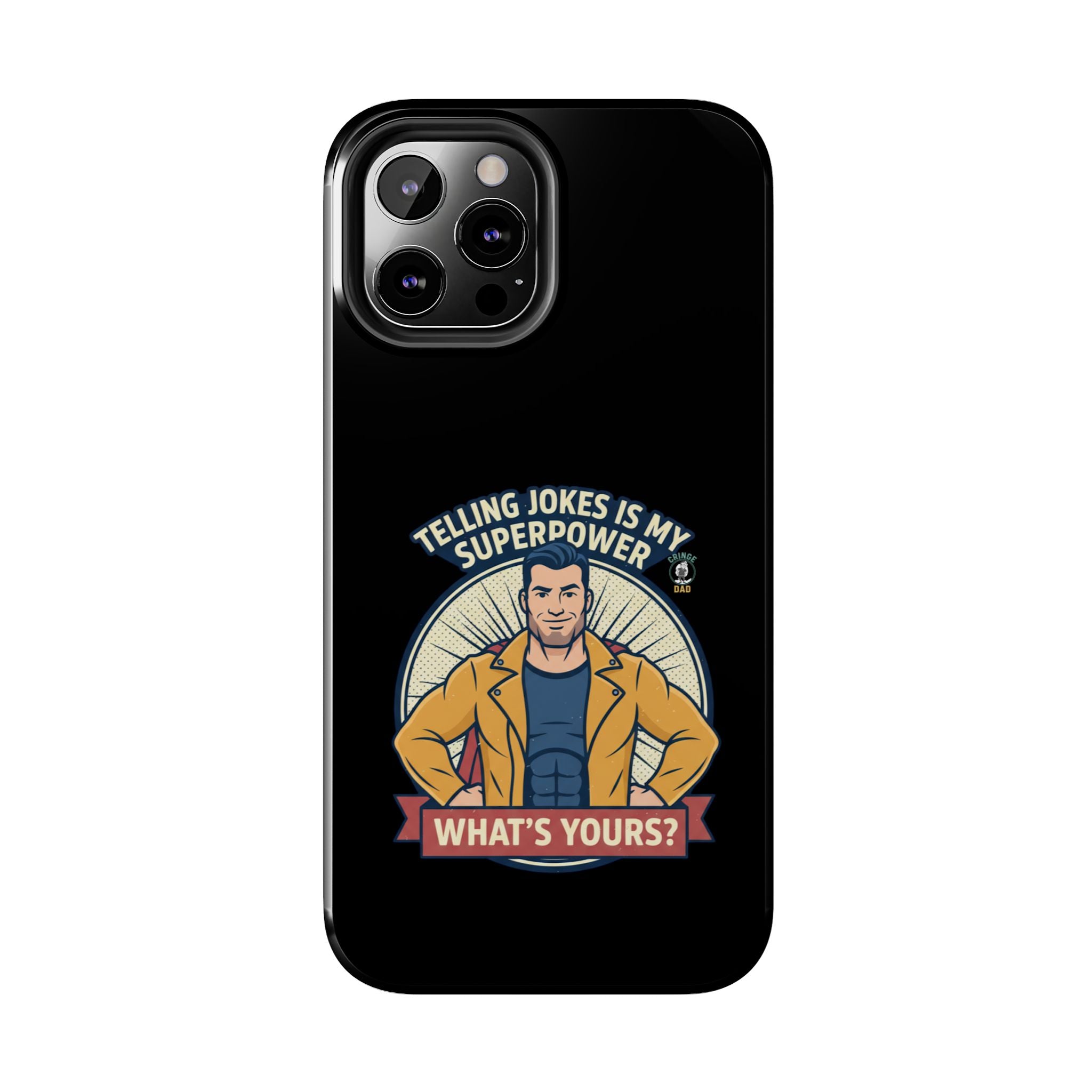 Telling Jokes Is My Superpower Phone Case | Humorous Man Illustration