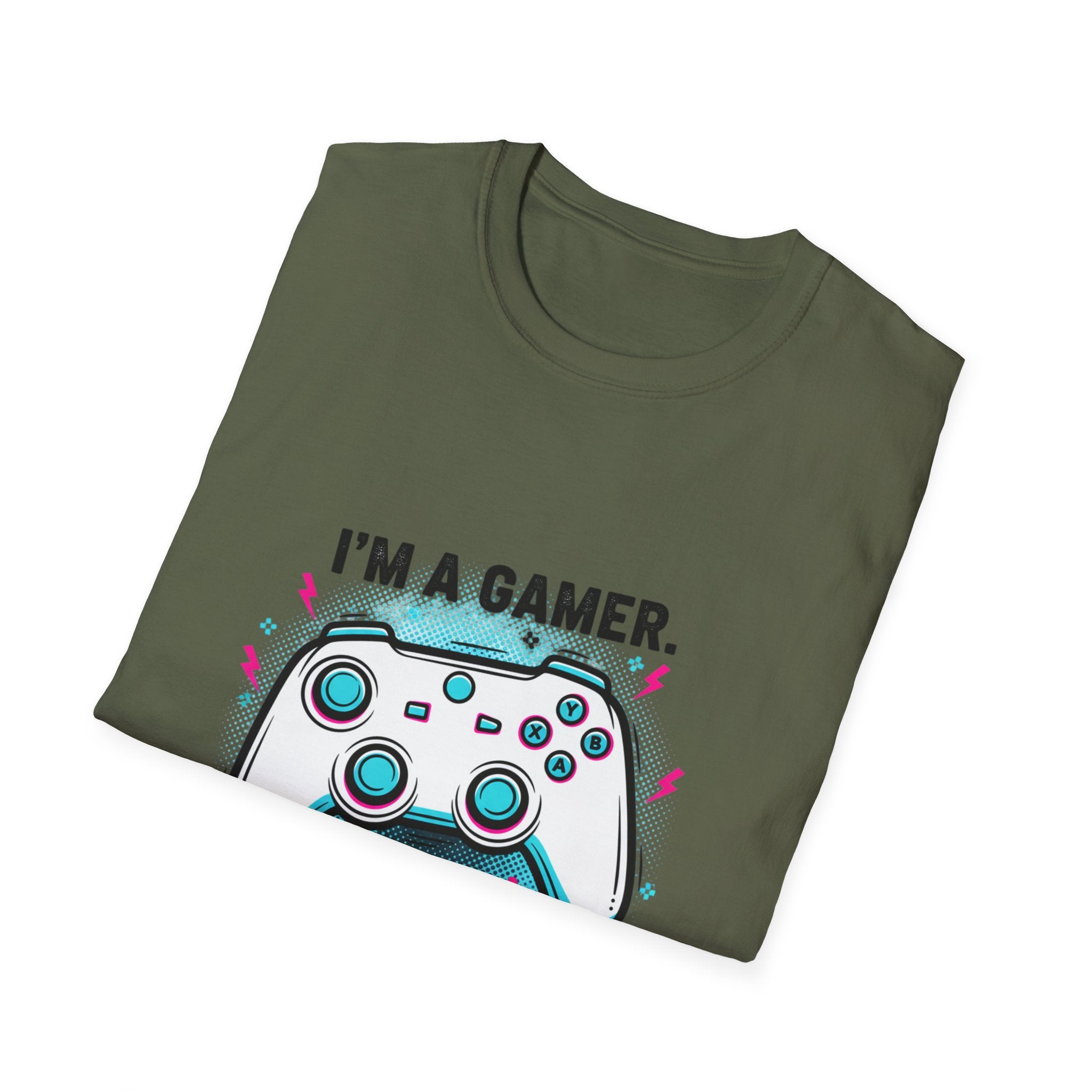 Im a Gamer What's Your Superpower Graphic T-Shirt | Retro Neon Gaming Console Text