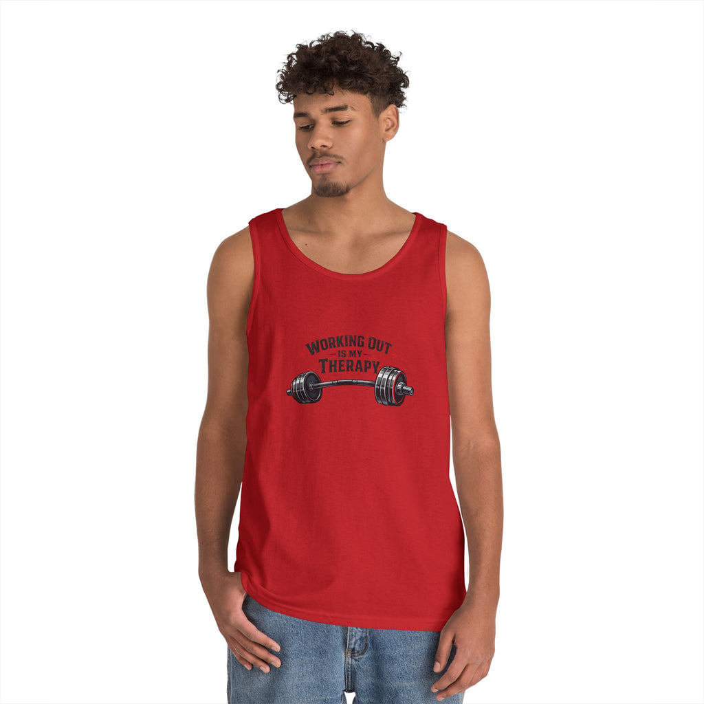 Working Out Is My Therapy Tank Top | Barbell Fitness Workout Tee