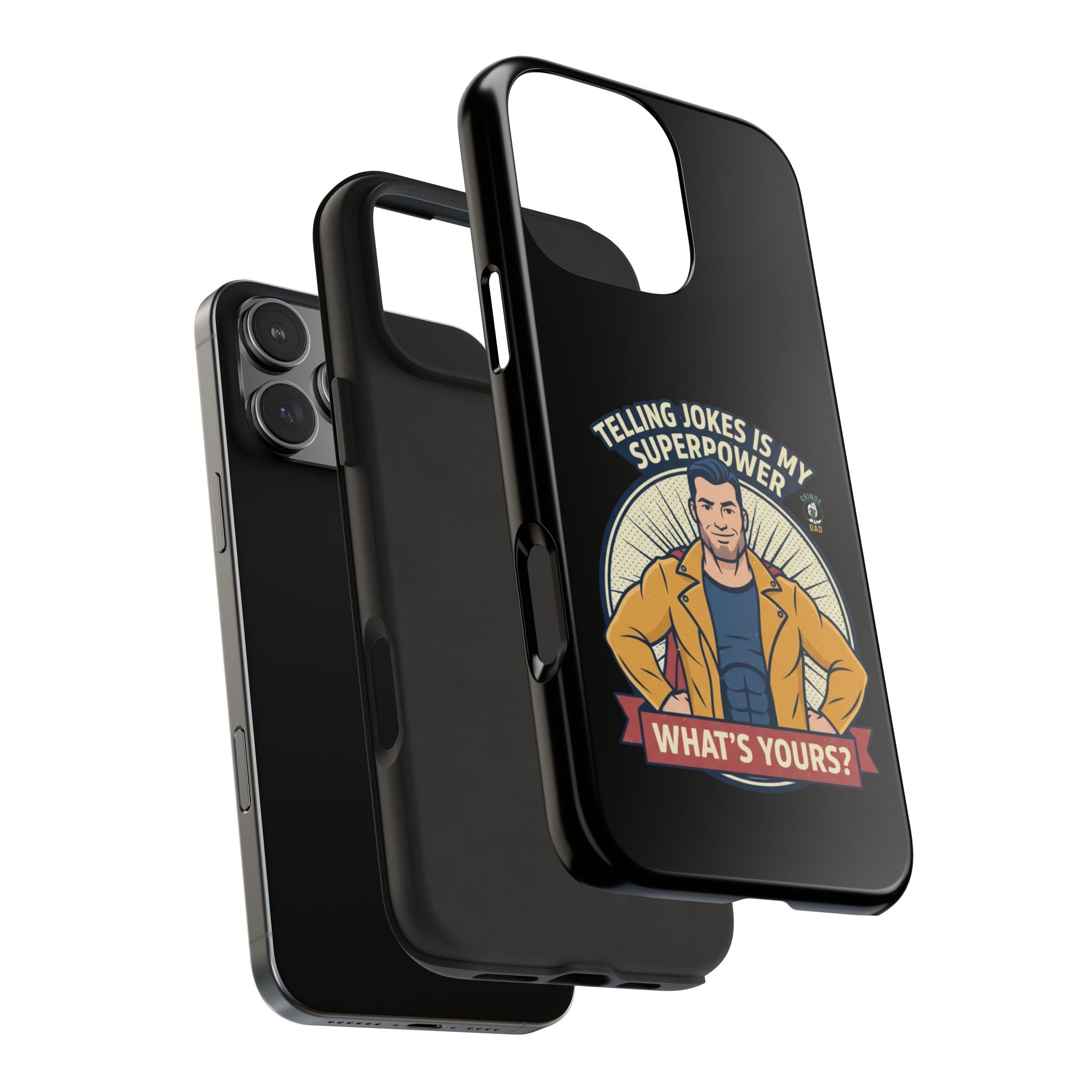 Telling Jokes Is My Superpower Phone Case | Humorous Man Illustration