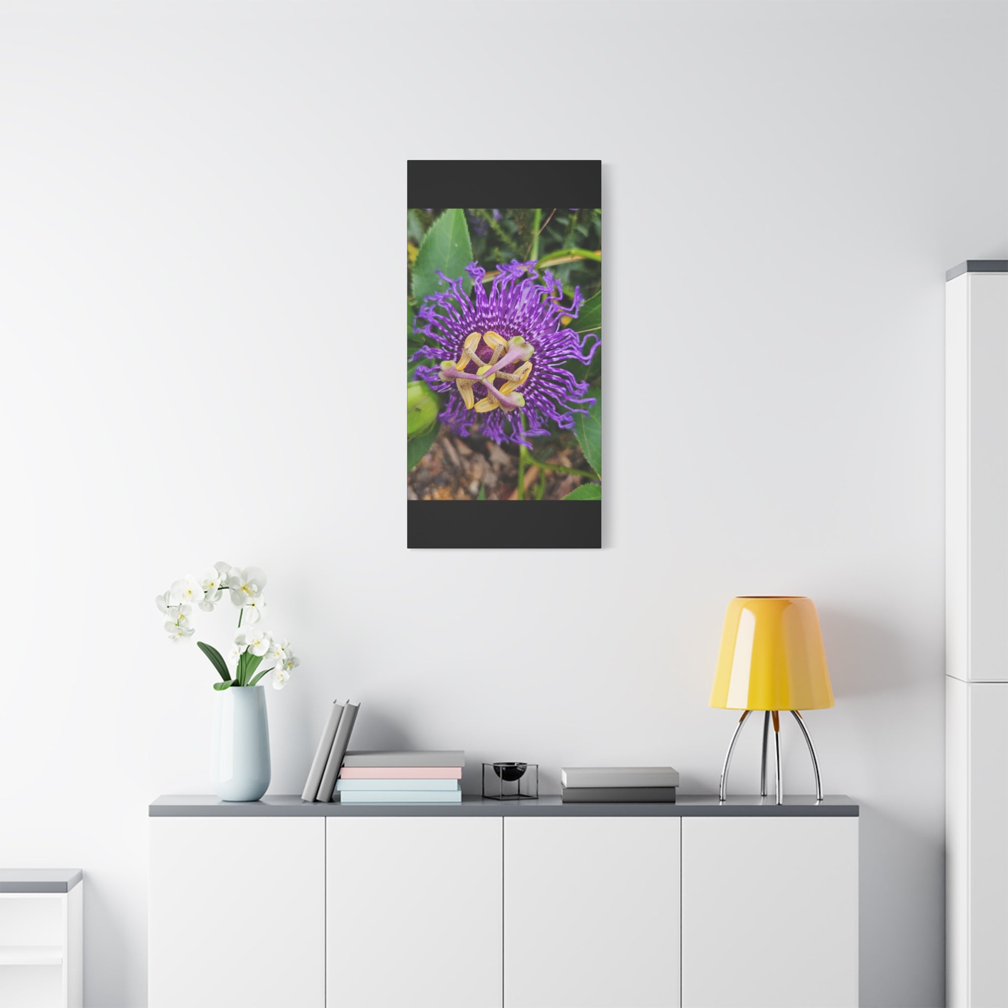 Purple Passionflower Close-Up Matte Canvas Print (Stretched)