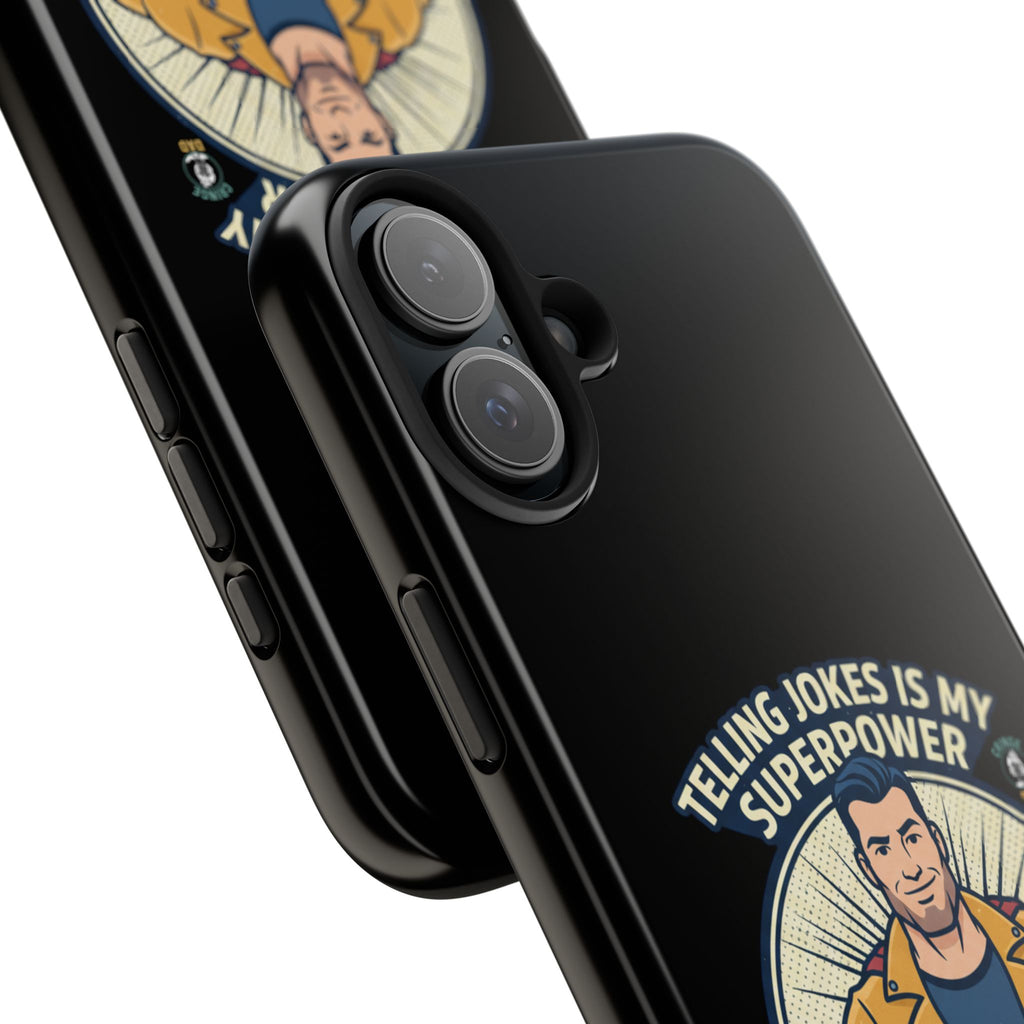 Telling Jokes Is My Superpower Phone Case | Humorous Man Illustration