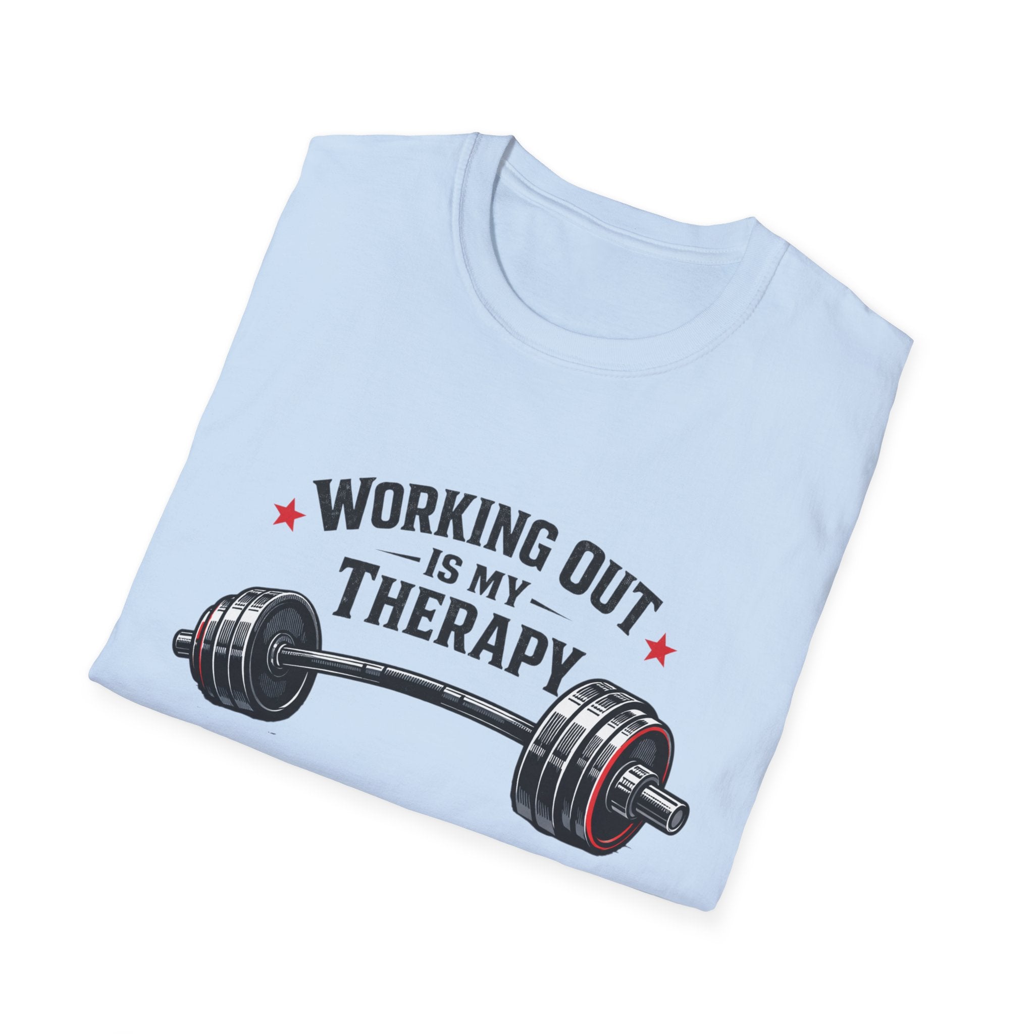 Working Out Is My Therapy T-Shirt — Barbell Fitness Gym Tee