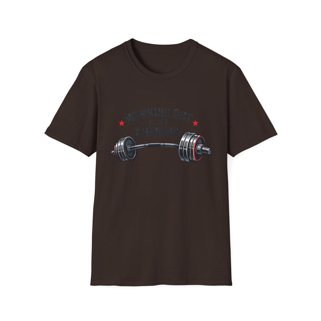 Working Out Is My Therapy T-Shirt — Barbell Fitness Gym Tee