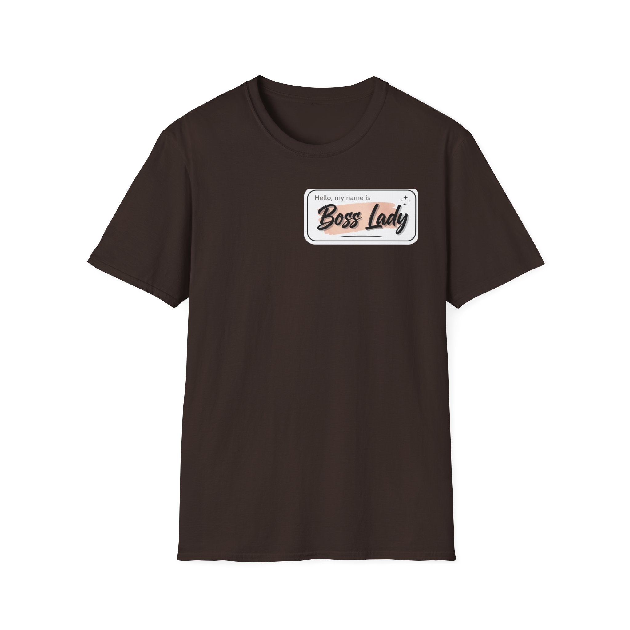 Boss Lady name tag T-Shirt | Feminine script badge design