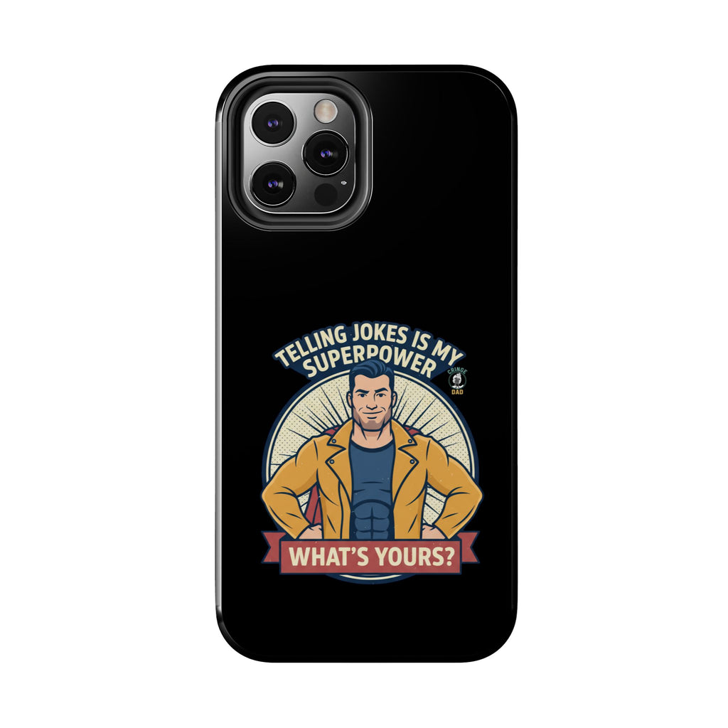 Telling Jokes Is My Superpower Phone Case | Humorous Man Illustration