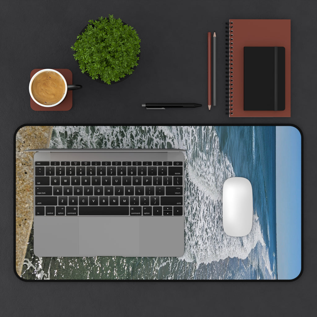 Ocean Waves Beach Scene Desk Mat | Coastal Seascape Mousepad