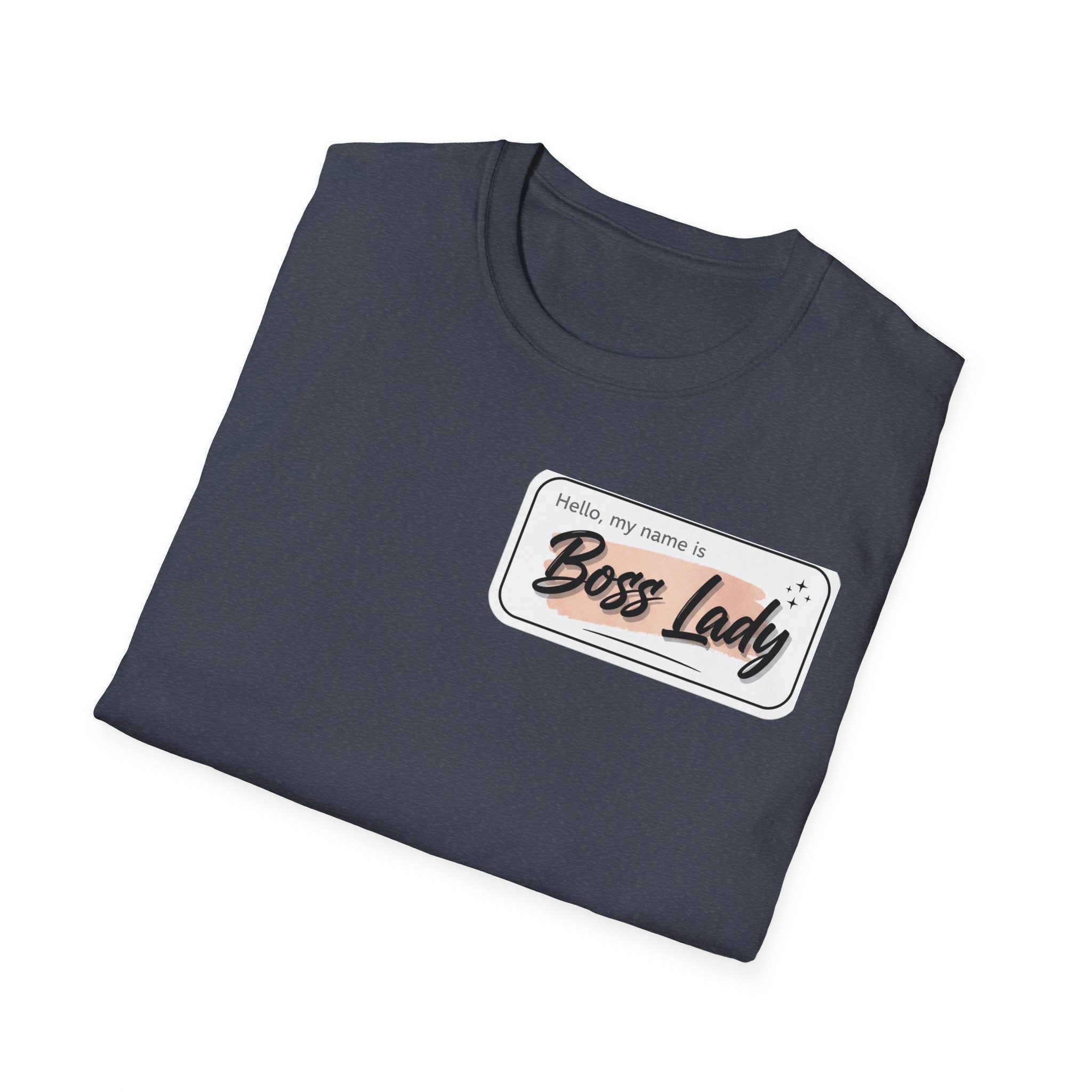 Boss Lady name tag T-Shirt | Feminine script badge design