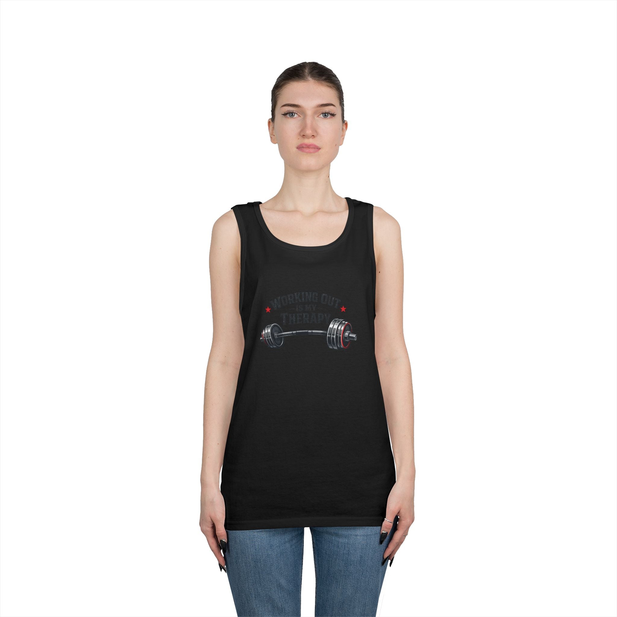 Working Out Is My Therapy Tank Top | Barbell Fitness Workout Tee