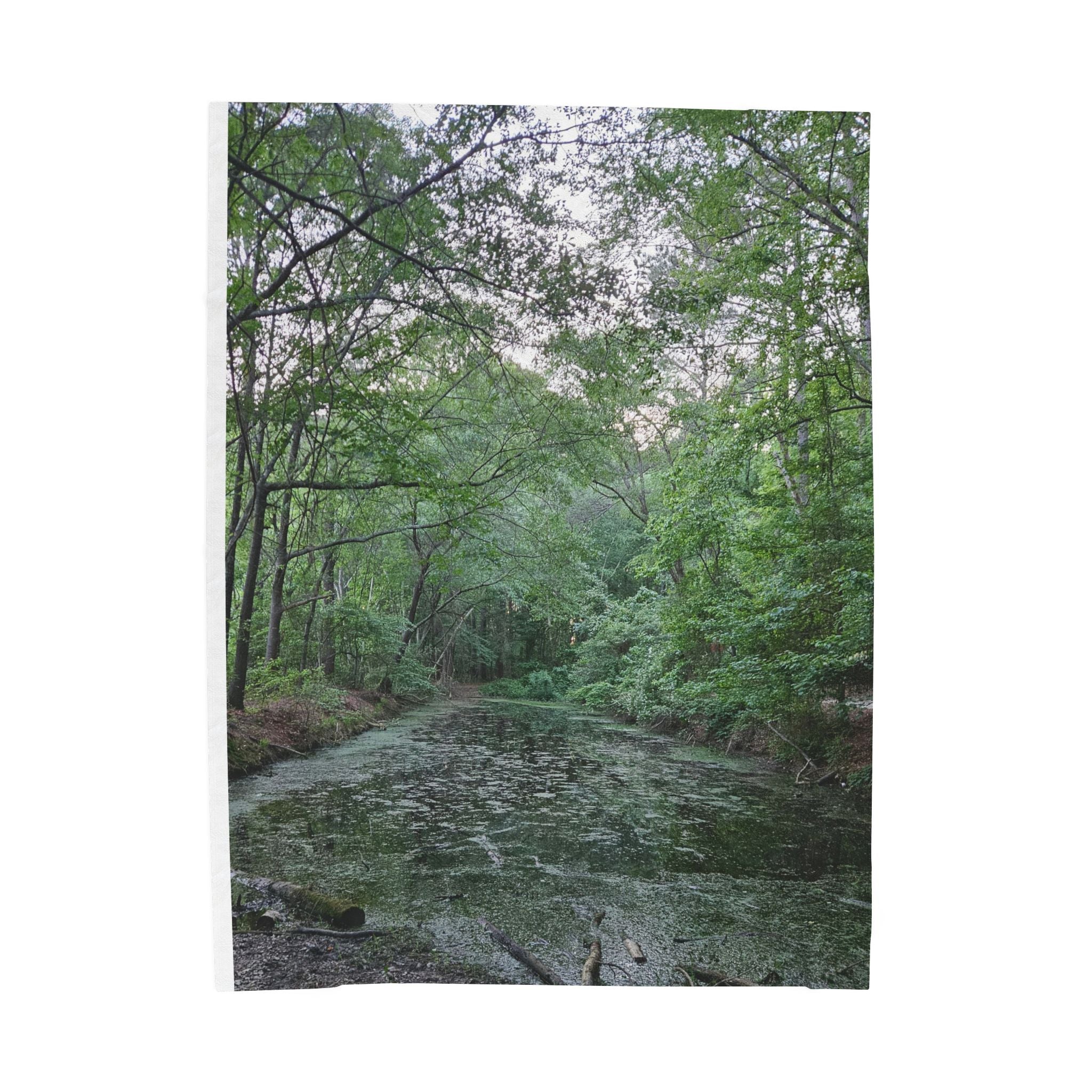 Mossy Pond Velveteen Plush Blanket | Woodland Nature Throw