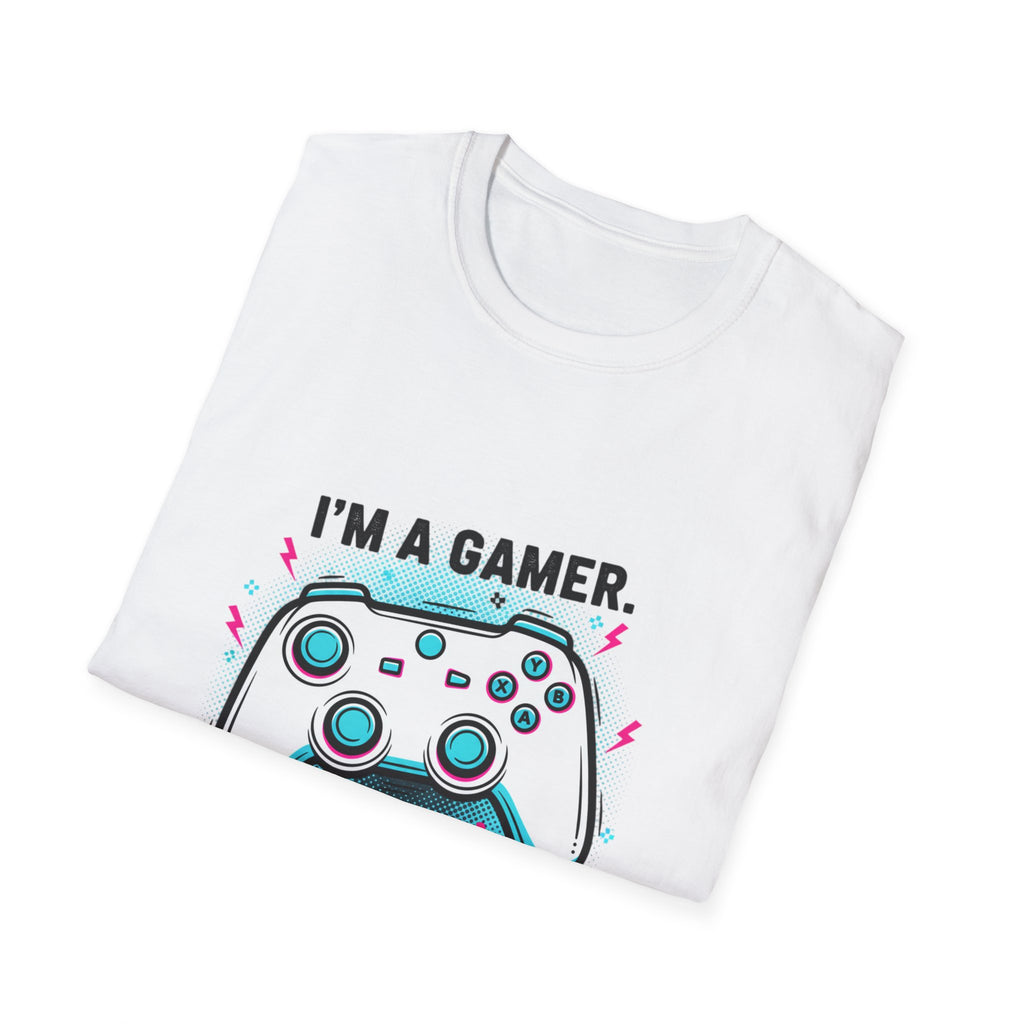 Im a Gamer What's Your Superpower Graphic T-Shirt | Retro Neon Gaming Console Text