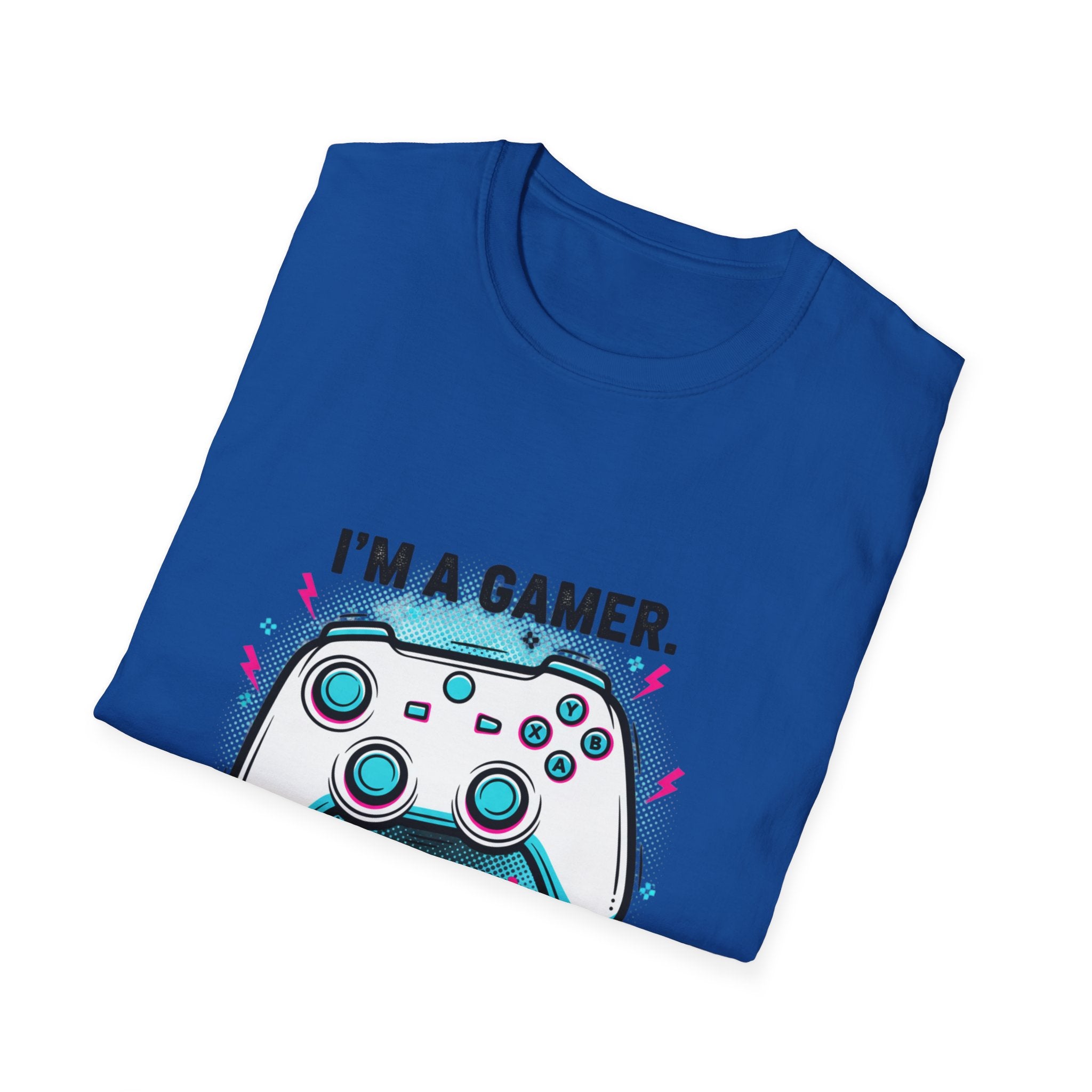 Im a Gamer What's Your Superpower Graphic T-Shirt | Retro Neon Gaming Console Text