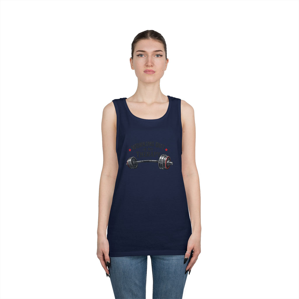 Working Out Is My Therapy Tank Top | Barbell Fitness Workout Tee