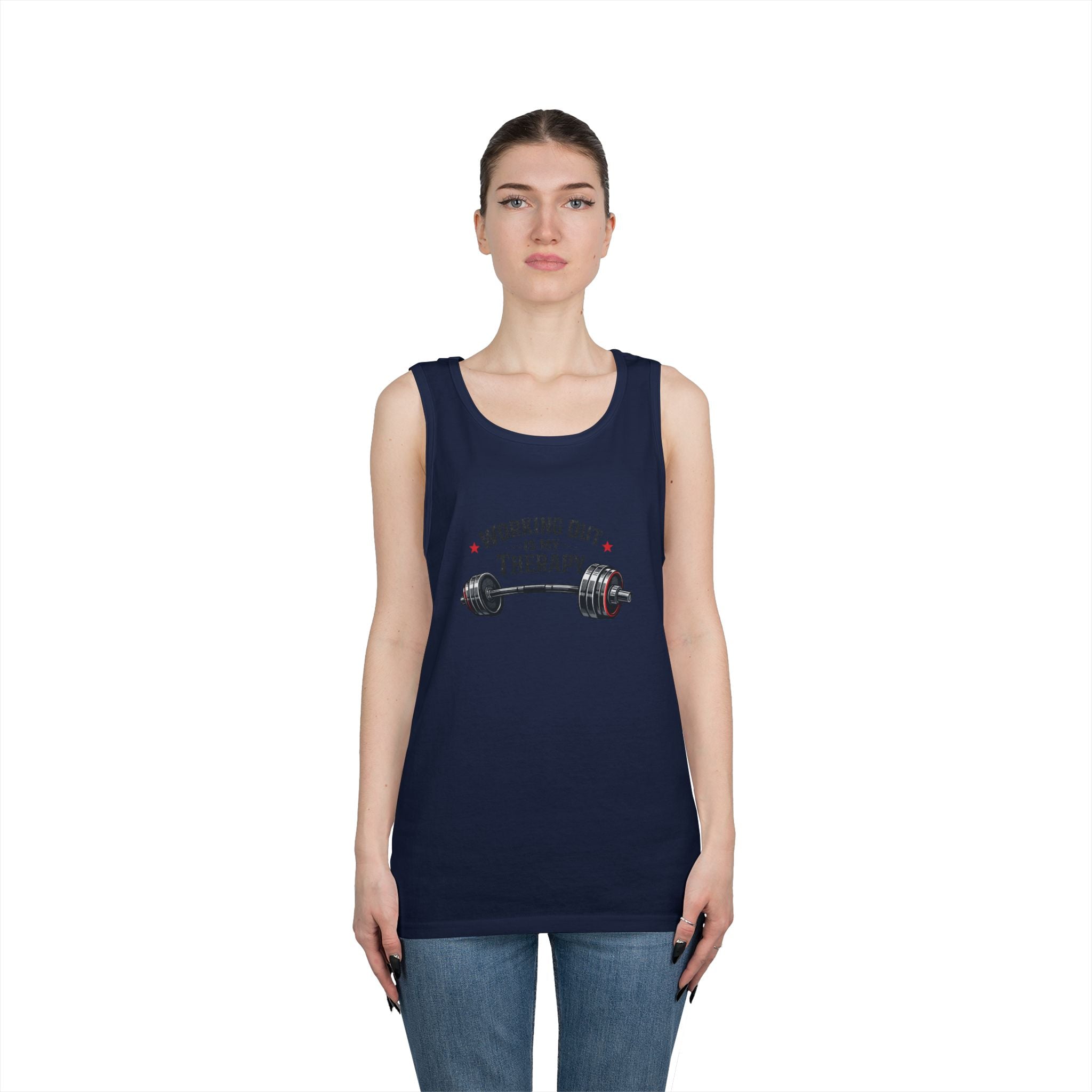 Working Out Is My Therapy Tank Top | Barbell Fitness Workout Tee
