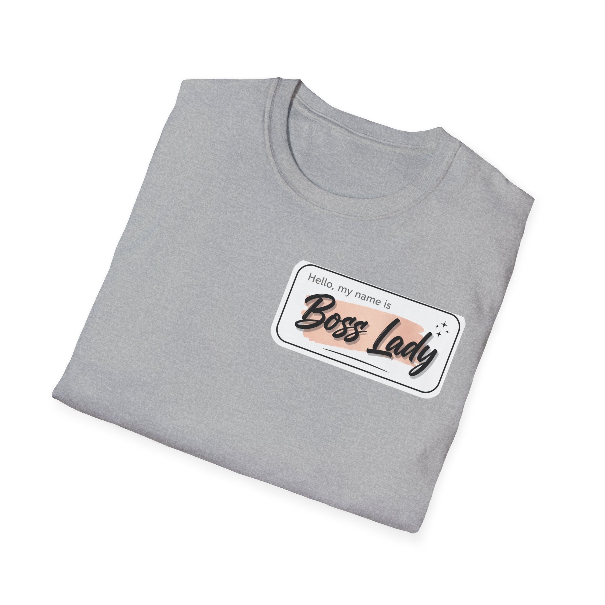 Boss Lady name tag T-Shirt | Feminine script badge design
