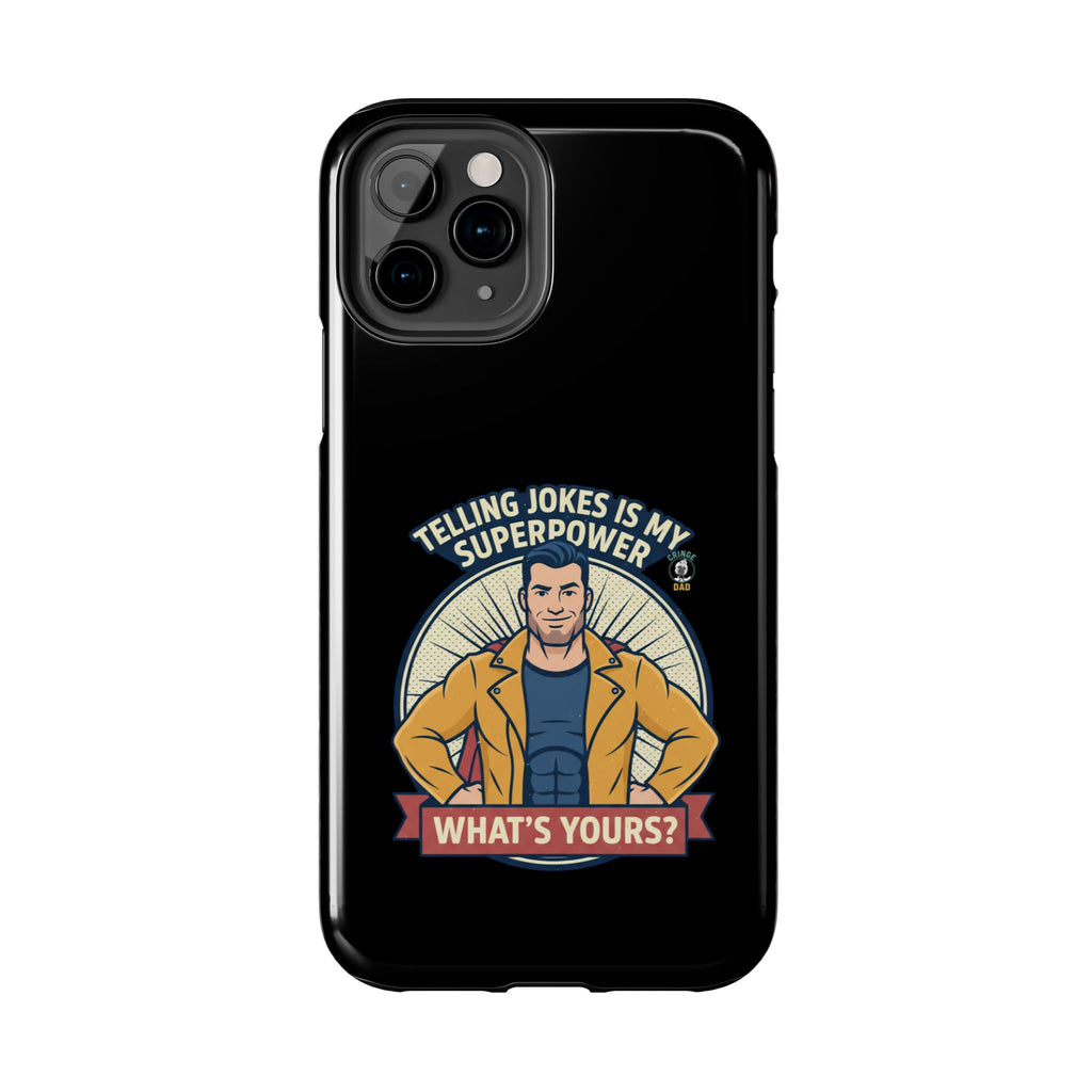 Telling Jokes Is My Superpower Phone Case | Humorous Man Illustration
