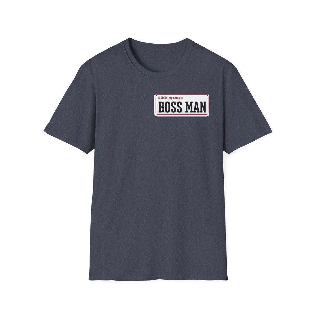 Boss Man name badge T-Shirt | Minimal Badge Graphic Tee