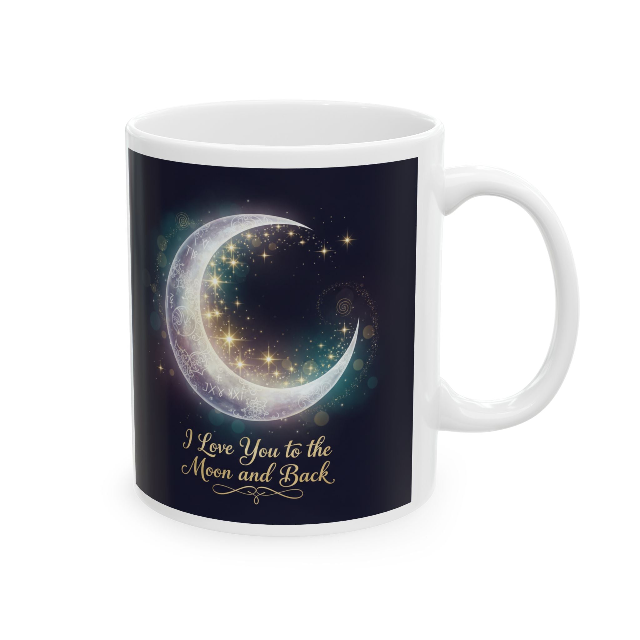 I Love You To The Moon And Back Cosmic Moon Illustration Mug | Celestial Night Sky Coffee Cup