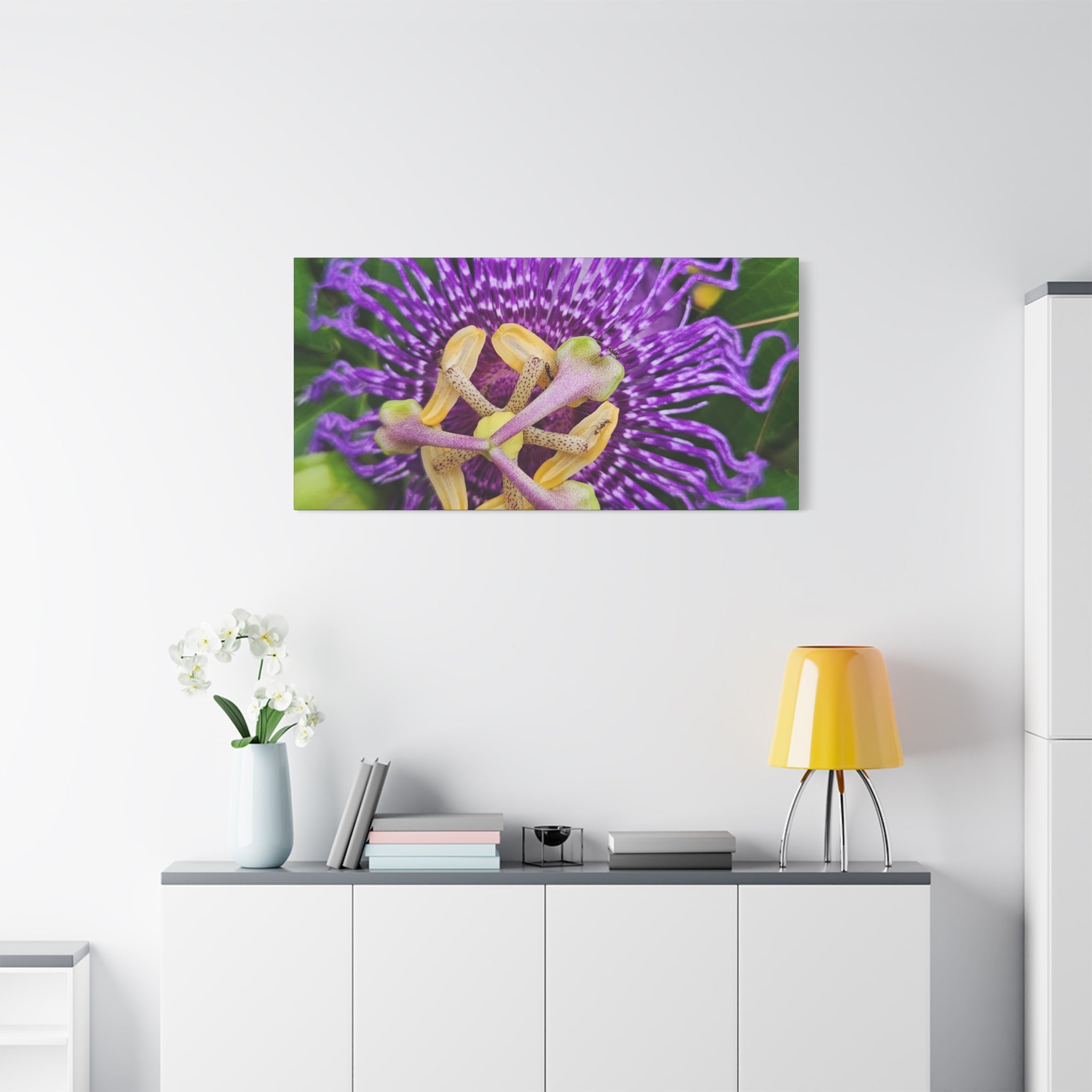 Purple Passionflower Close-Up Matte Canvas Print (Stretched)