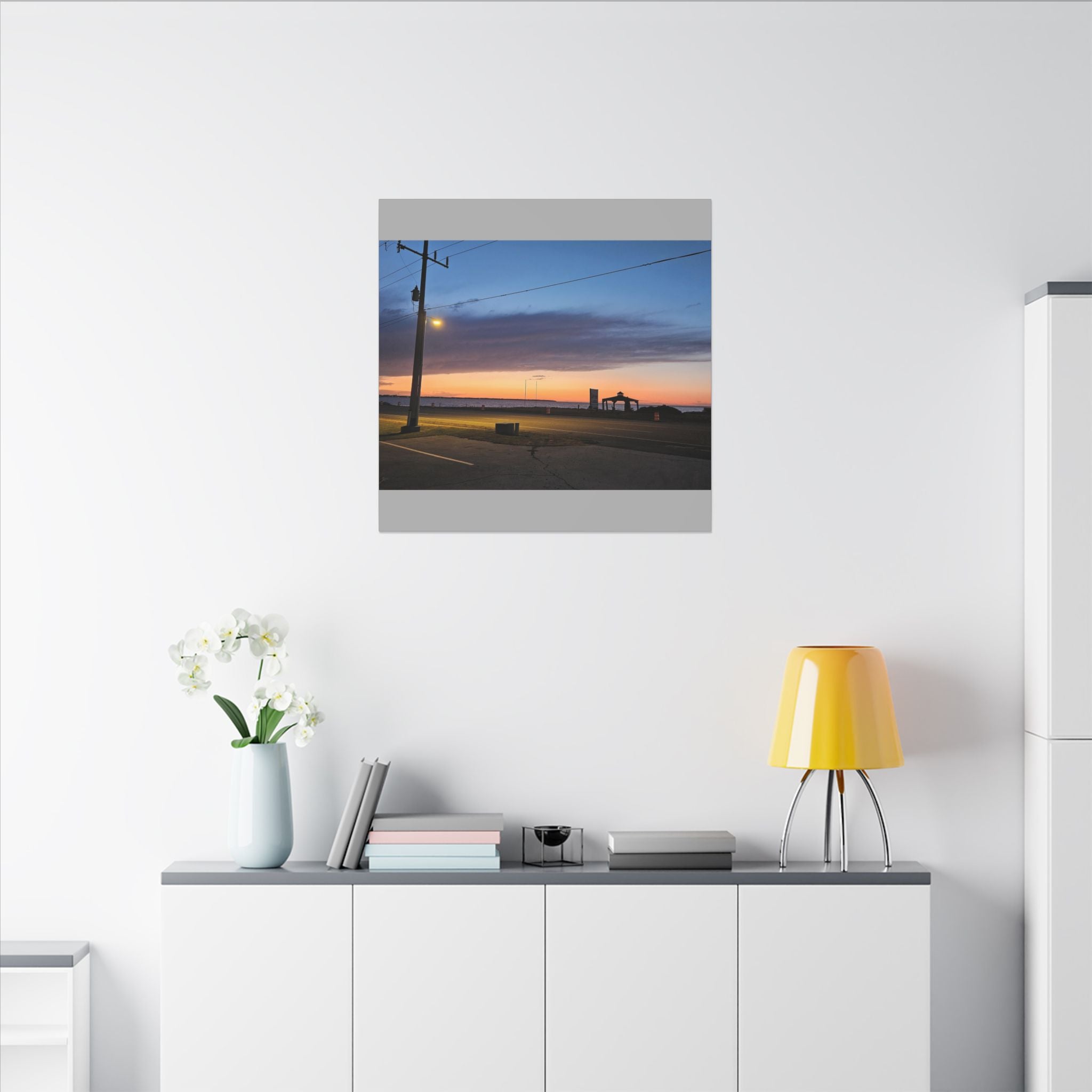 Sunset Pier Silhouette Canvas | Stretched Matte Wall Art