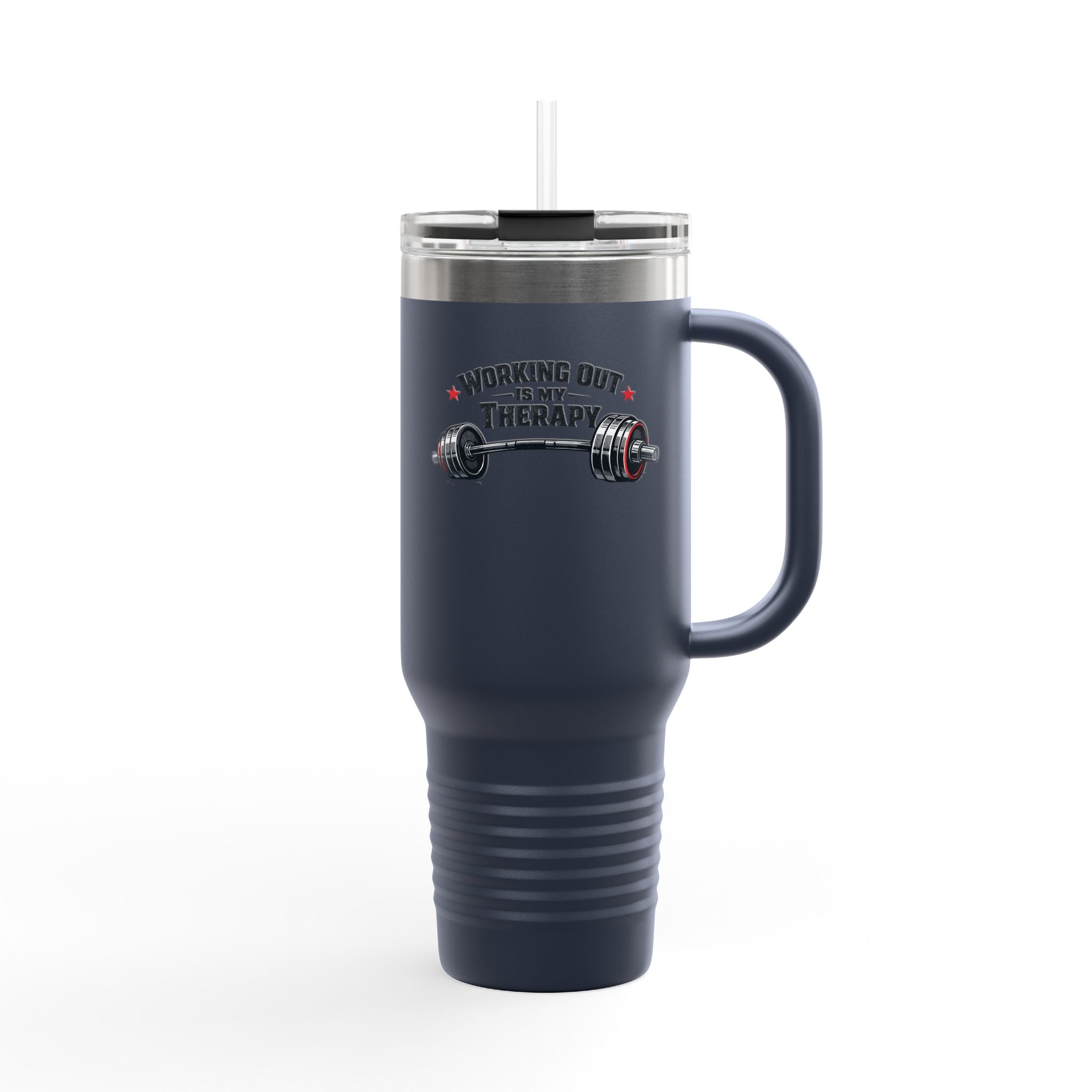 "Working Out Is My Therapy" 40oz Insulated Travel Mug — Fitness Tumbler
